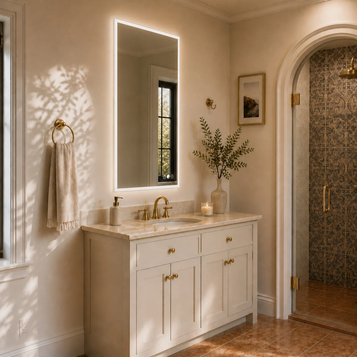 ALTAIR Rectangular Wide-Glow LED Bathroom Mirror, In Stock - lifestyle scene 4