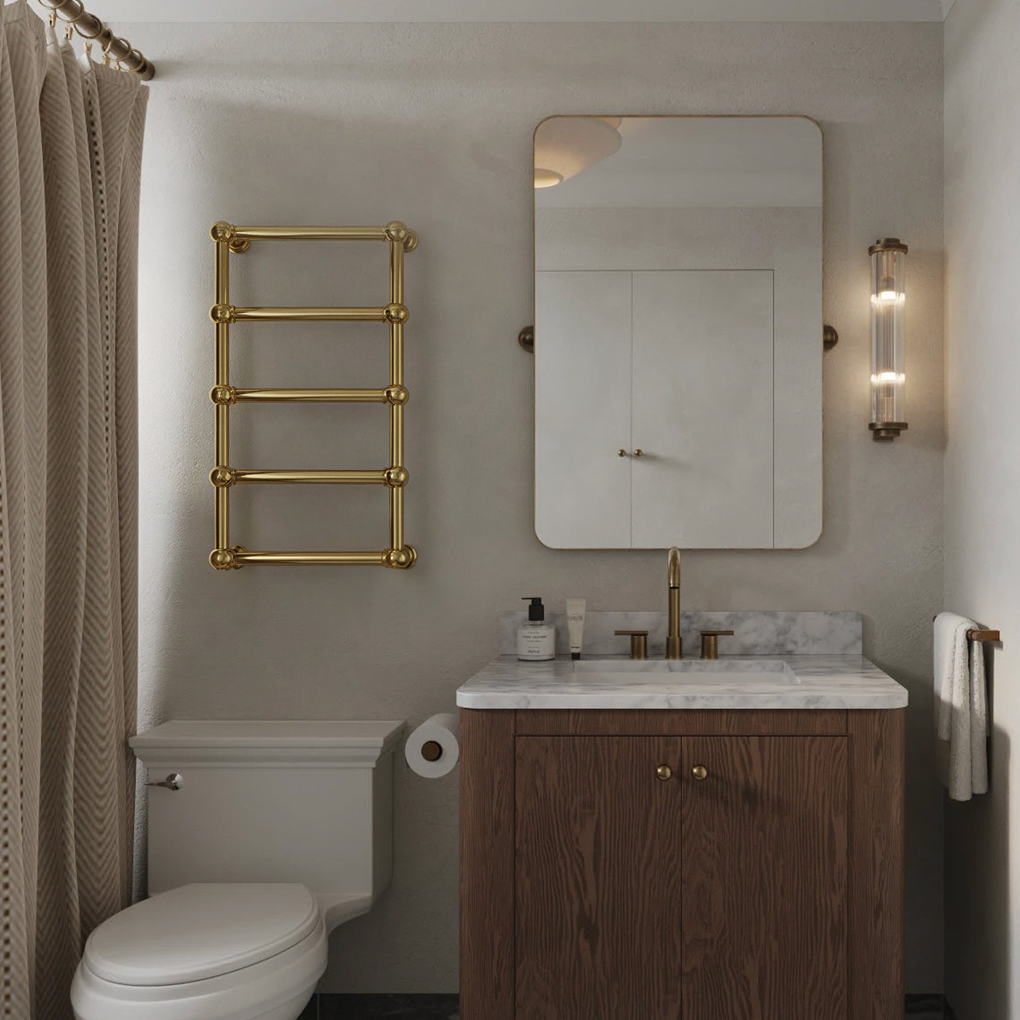 GLACIA Heated Towel Rack with 24K Gold Coating and Mirror Plating