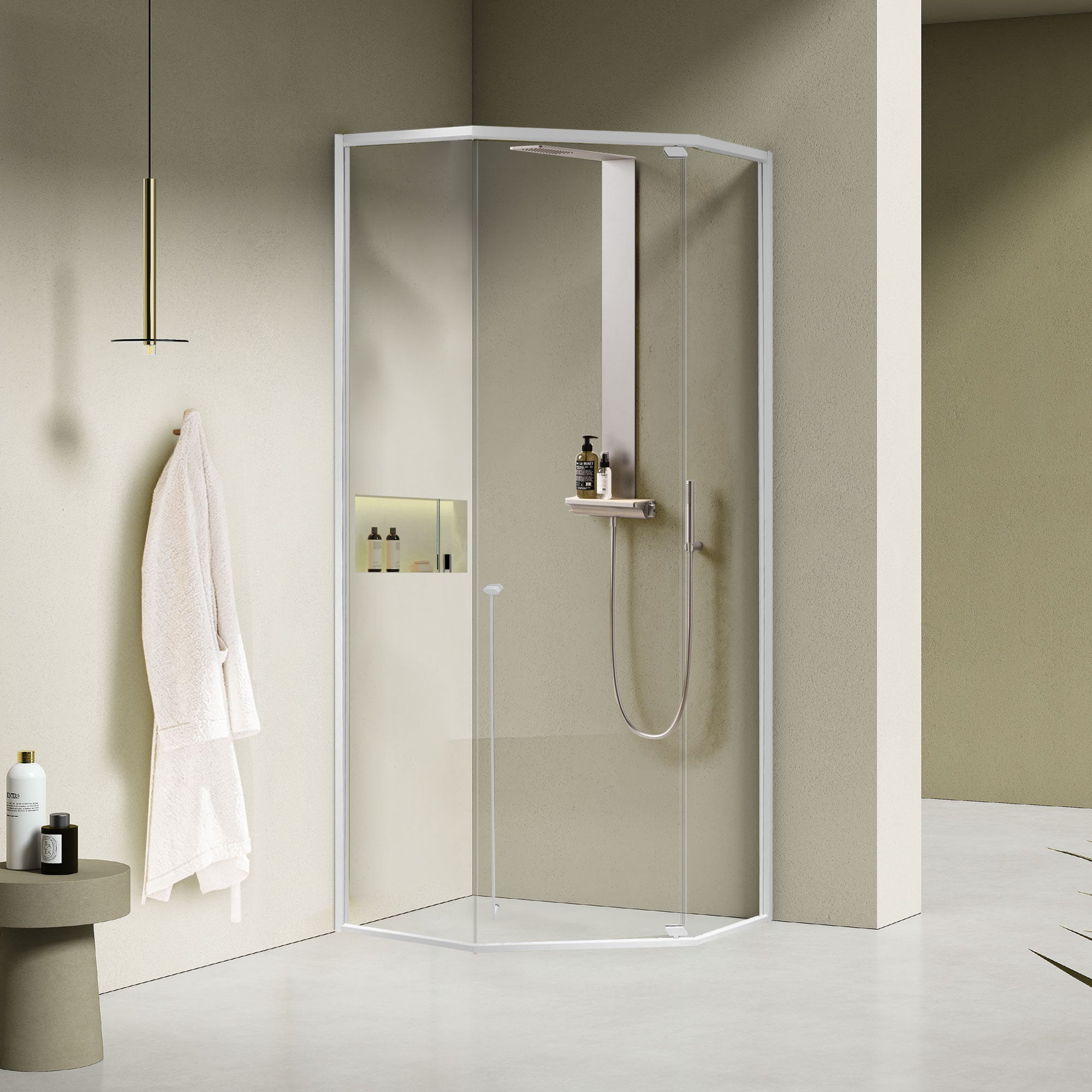 ELAN Customize Corner Shower Door with Tempered Glass