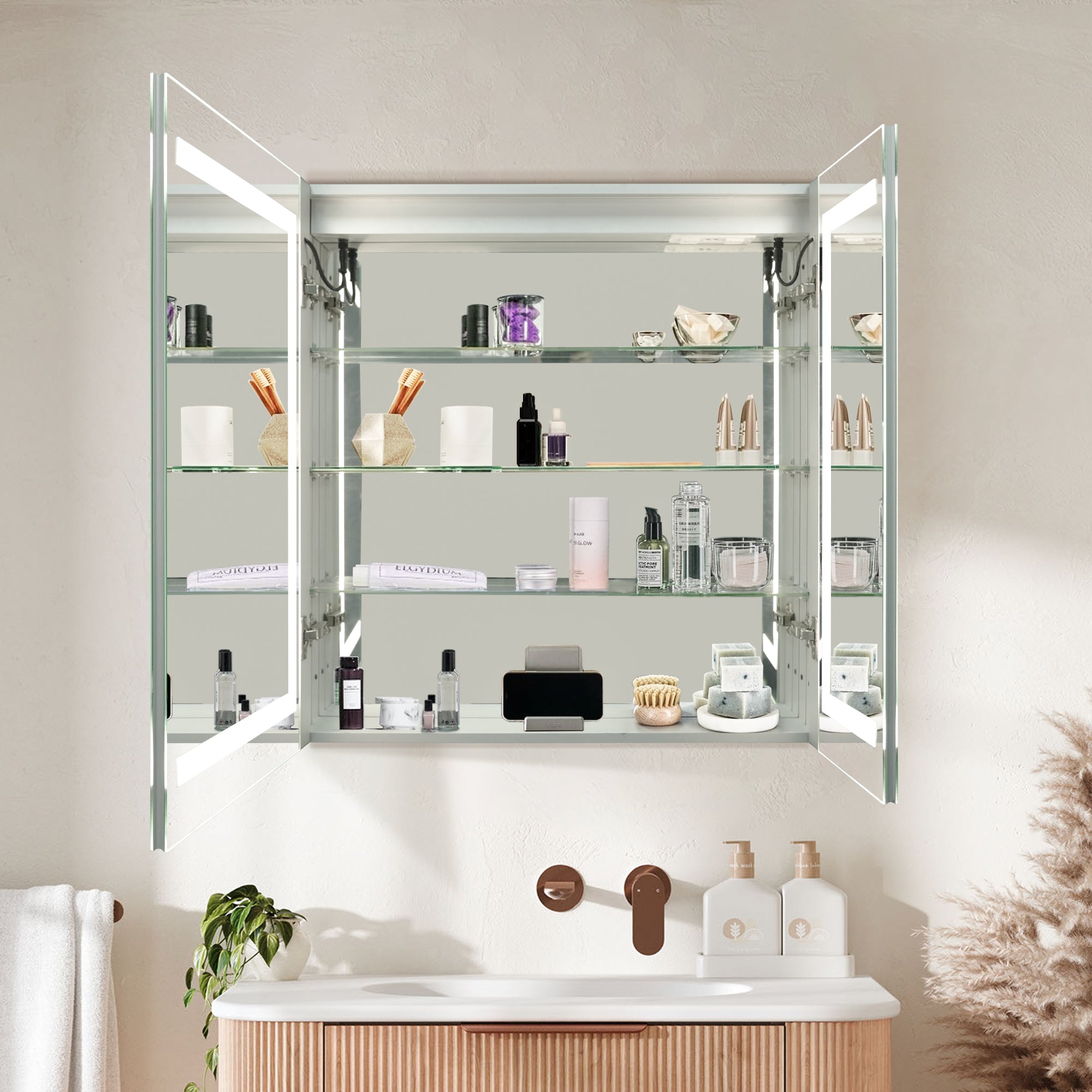 ELARA Custom LED Mirror Medicine Cabinet with Recessed Design