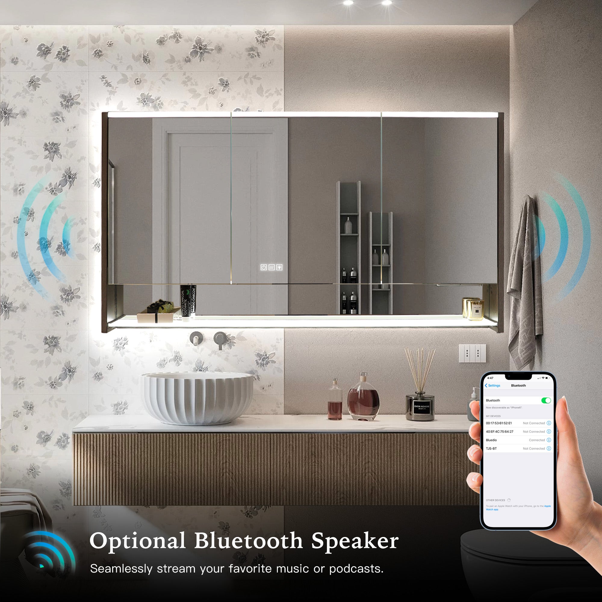 BRAVIA Custom Wooden LED Mirror Medicine Cabinet with Wide Light Design