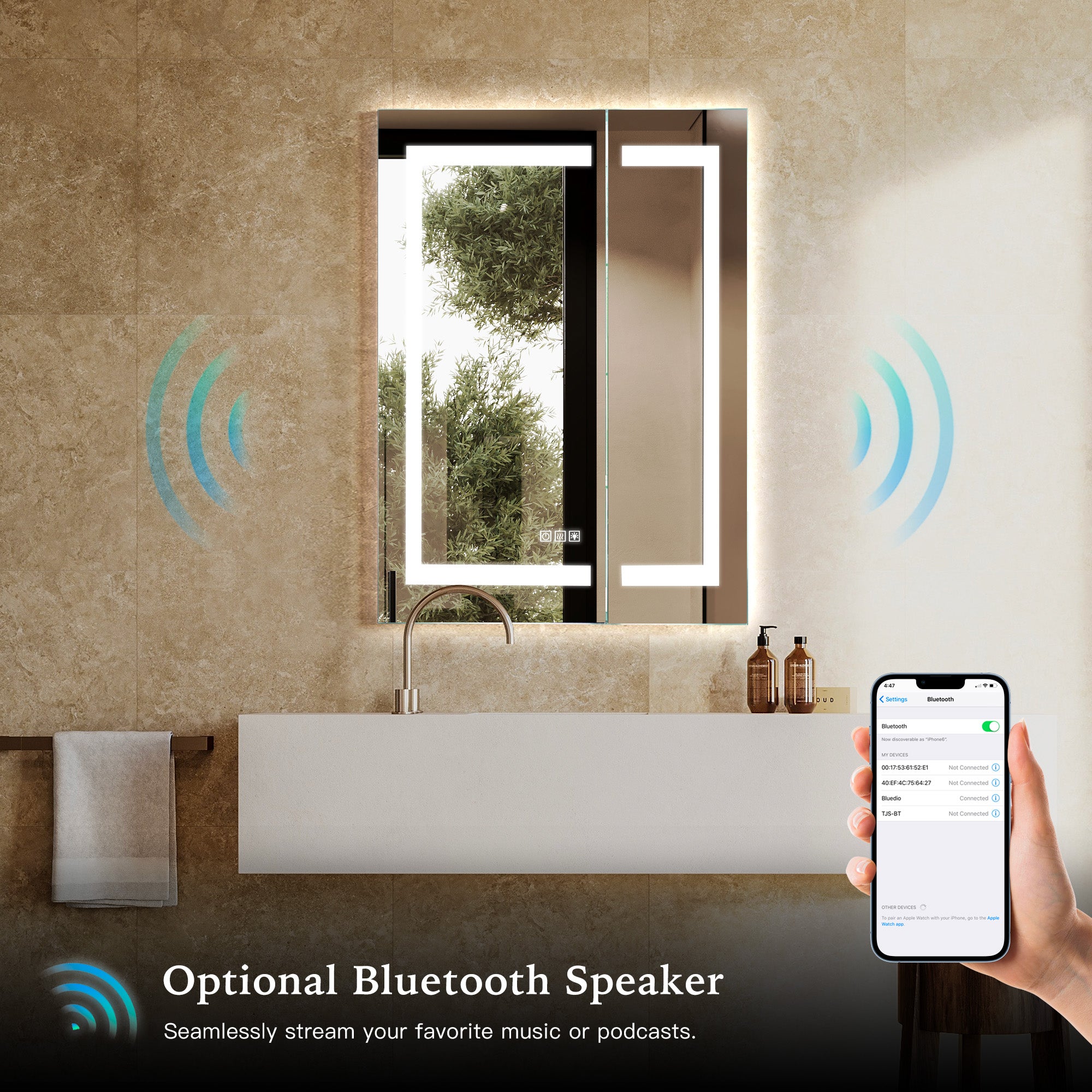 ELARA Custom LED Mirror Medicine Cabinet with Recessed Design