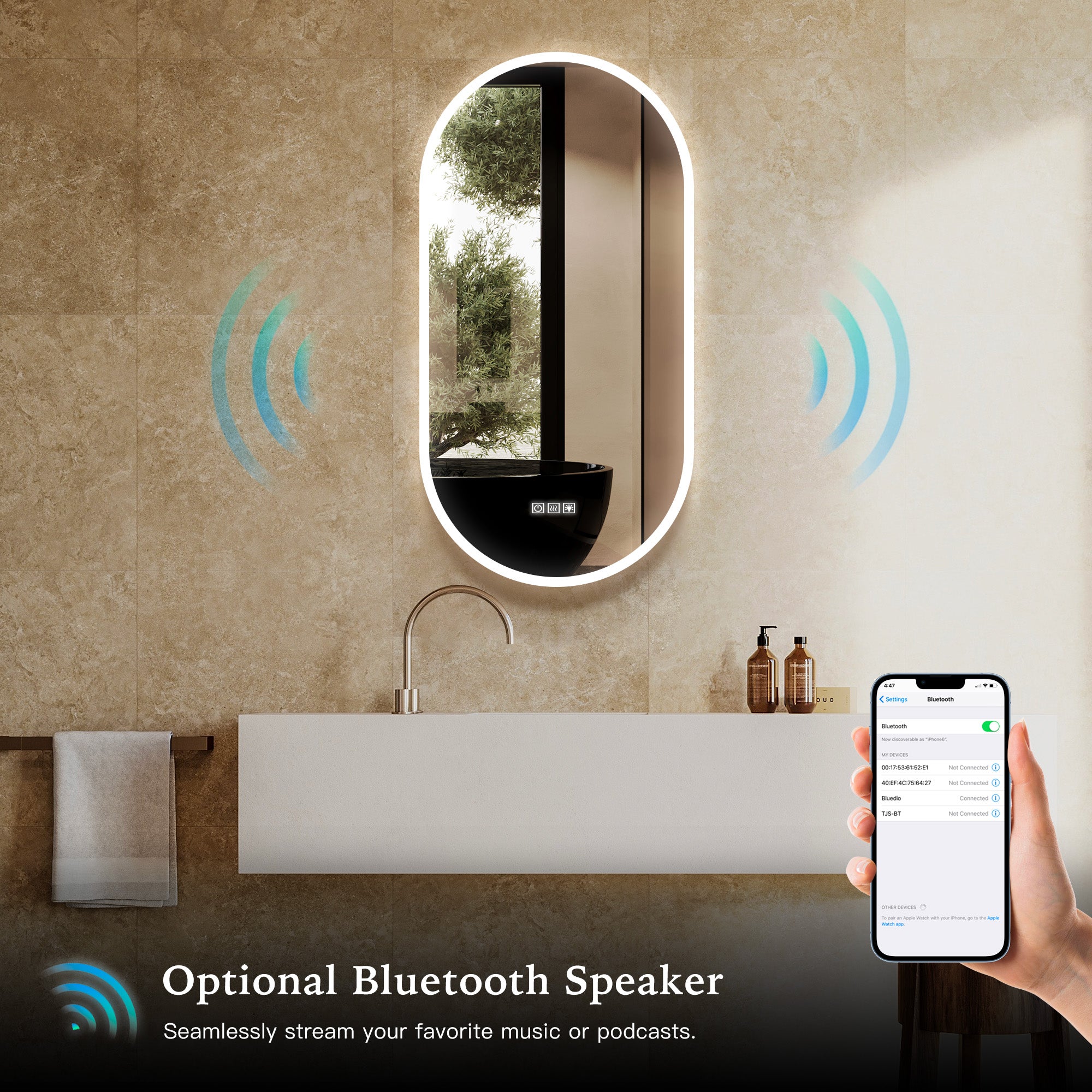 ORLIX Custom Wooden LED Mirror Medicine Cabinet with Oval Design