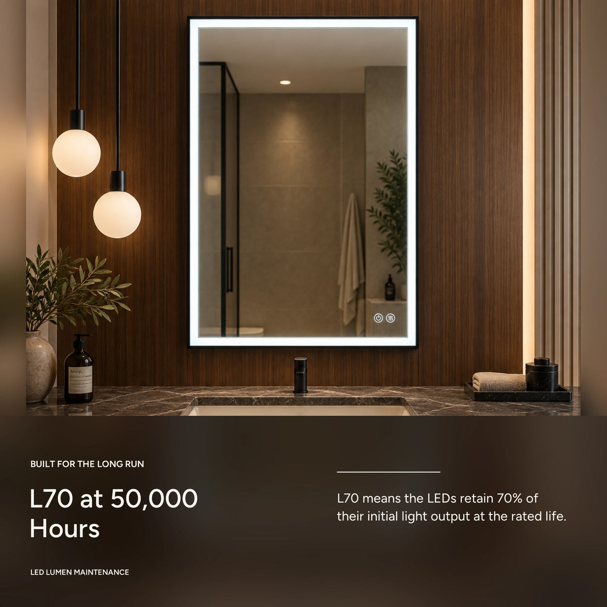DENEB LED mirror rated L70 at 50000 hours