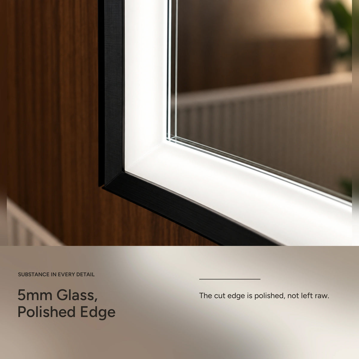 DENEB 5 mm polished-edge mirror glass and black aluminum frame