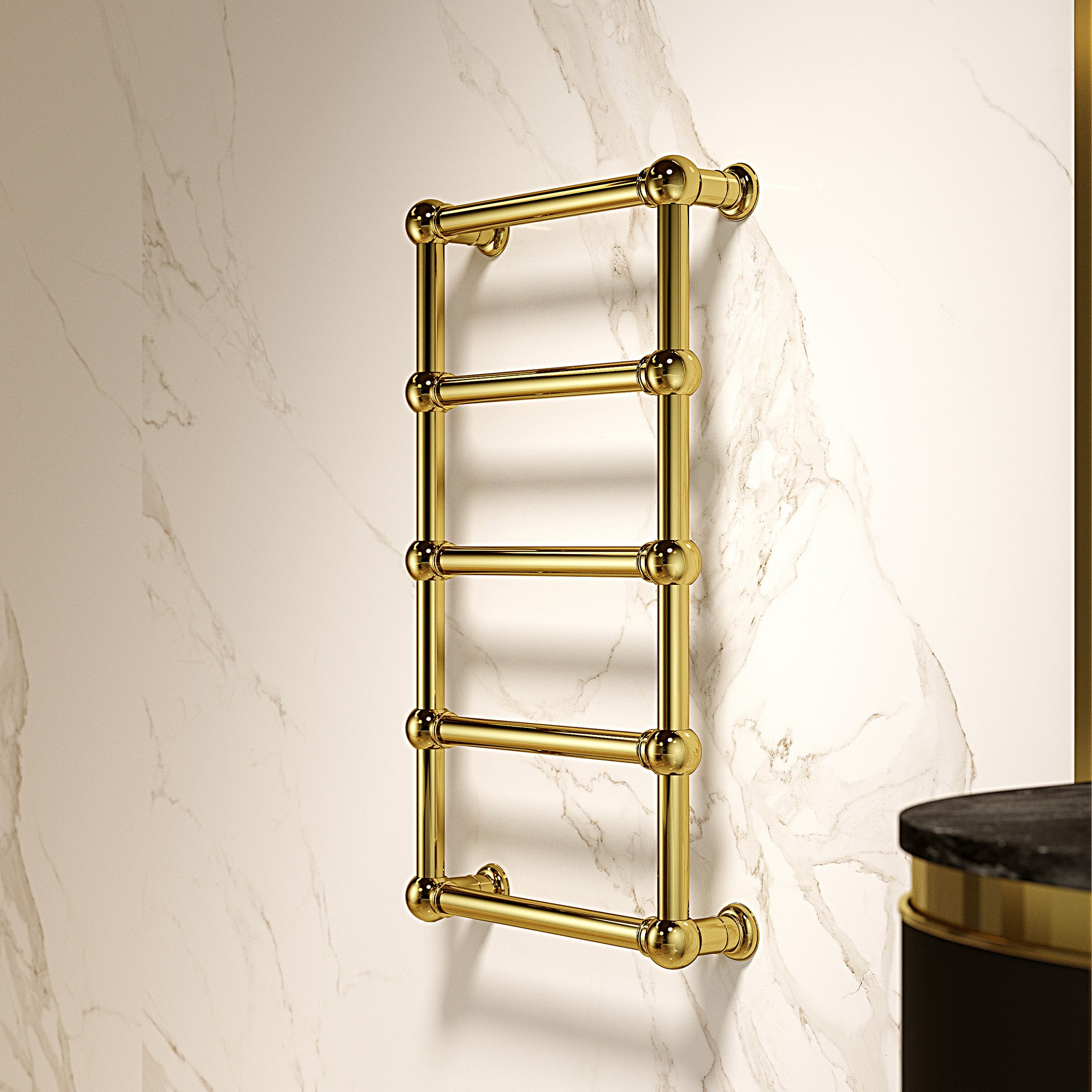 GLACIA Heated Towel Rack with 24K Gold Coating and Mirror Plating