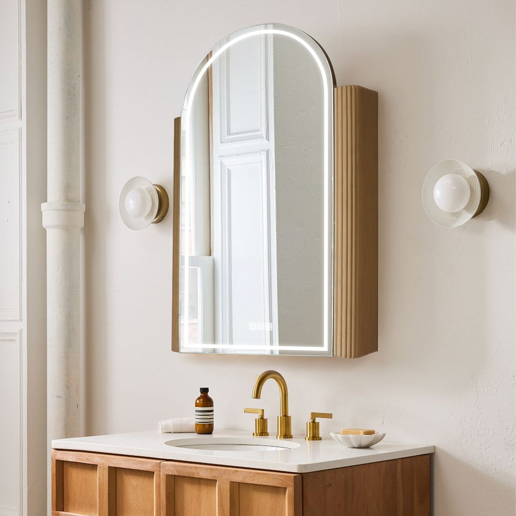 NORELLE Custom Wooden LED Mirror Medicine Cabinet with Arch Design