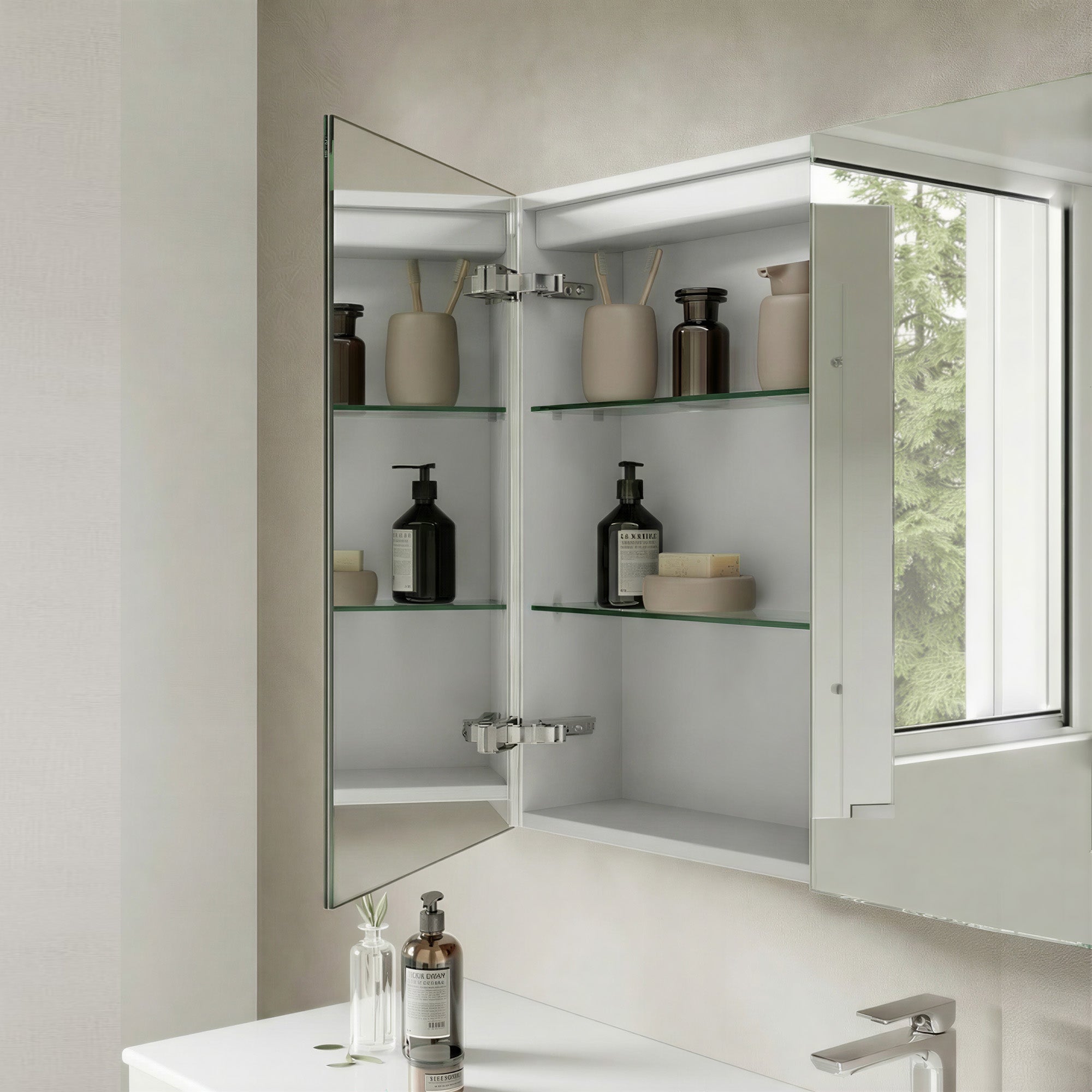 GLEVARA Custom LED Mirror Medicine Cabinet with Minimalist Design