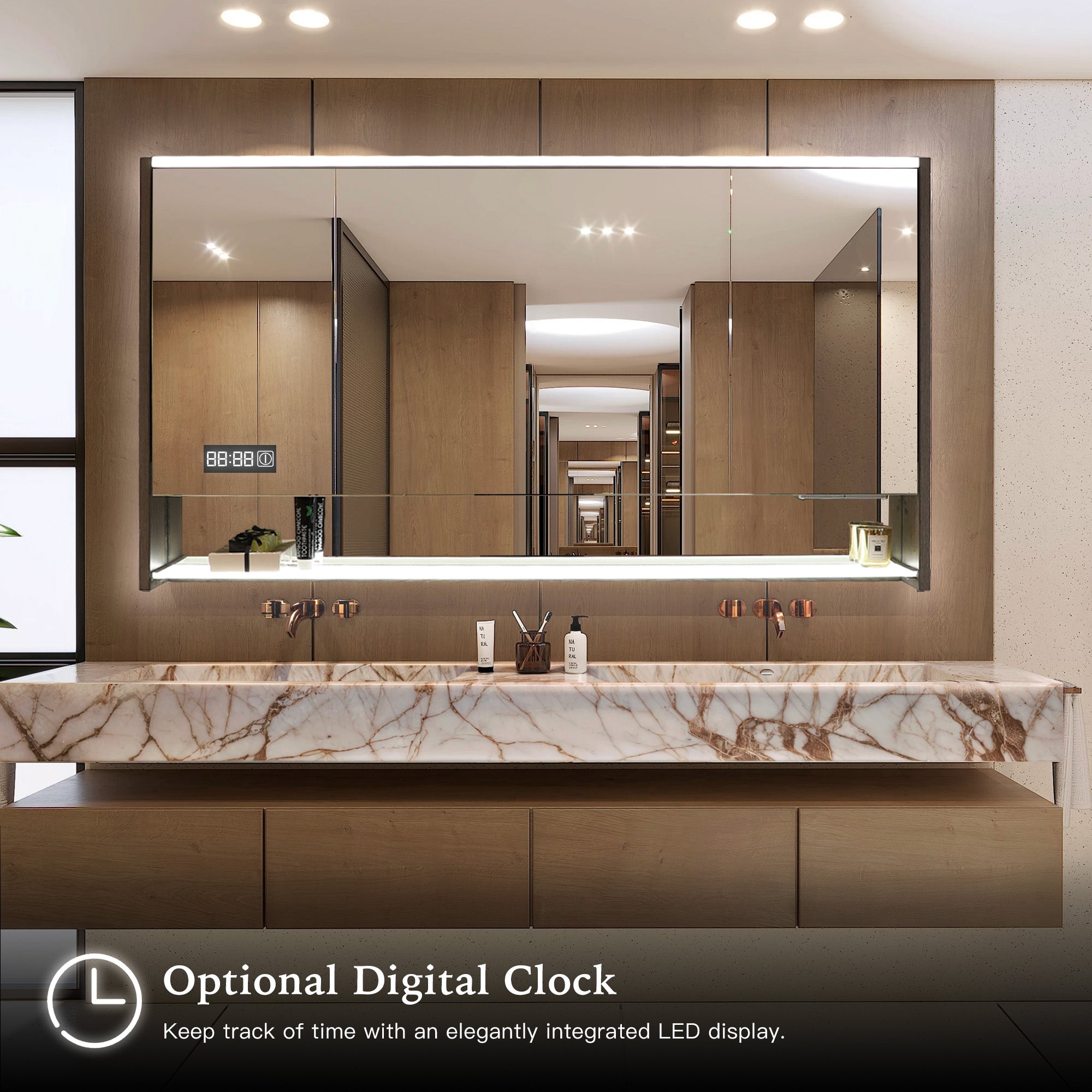 BRAVIA Custom Wooden LED Mirror Medicine Cabinet with Wide Light Design