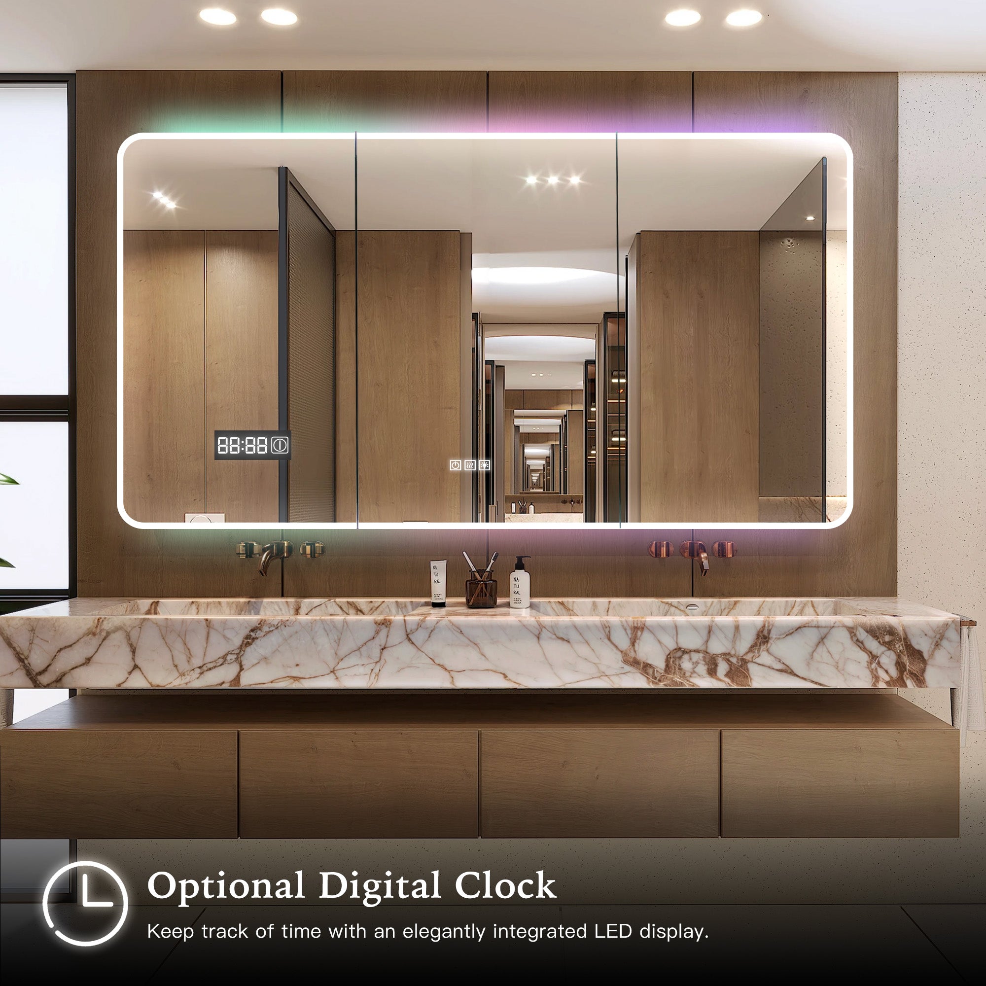 VIREAL Custom LED Mirror Medicine Cabinet with Ambient Design