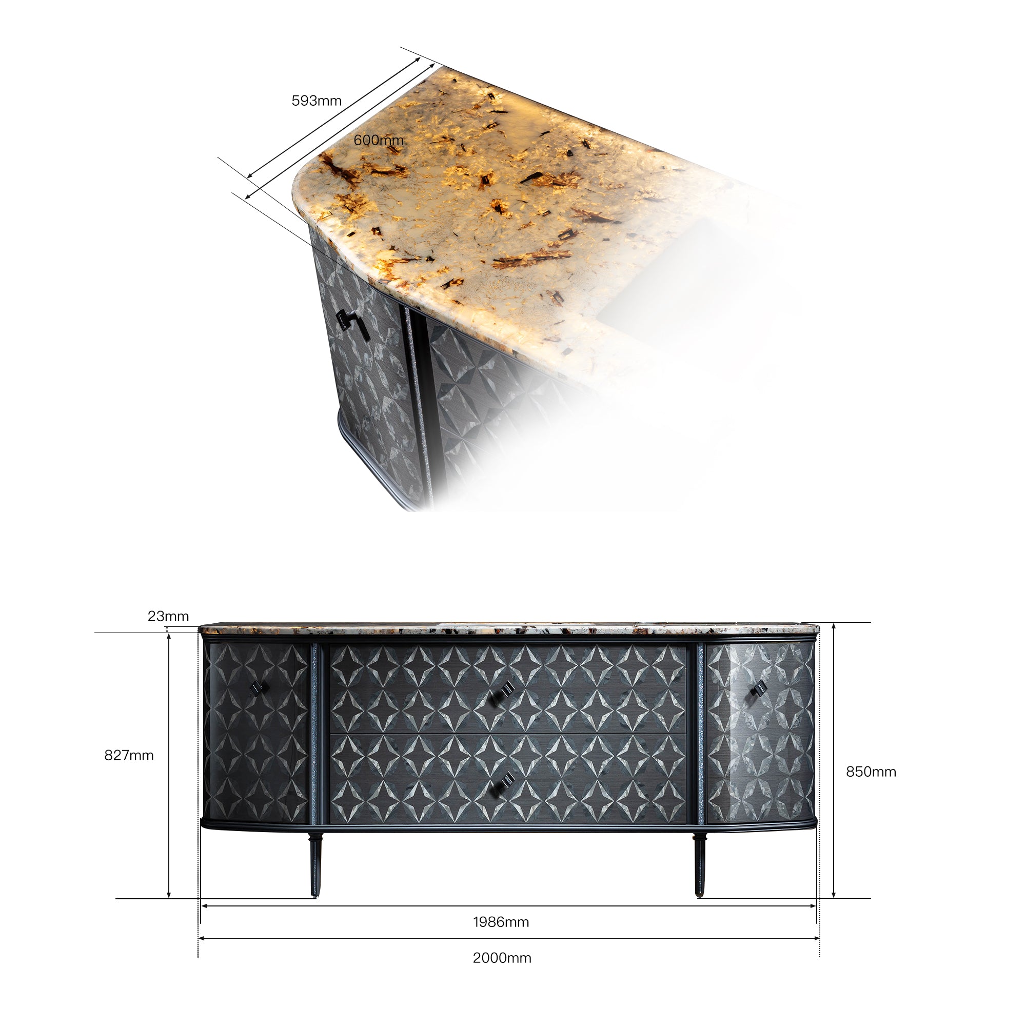REGALIA Custom Bathroom Vanity with Marble Top and Ambient Lighting