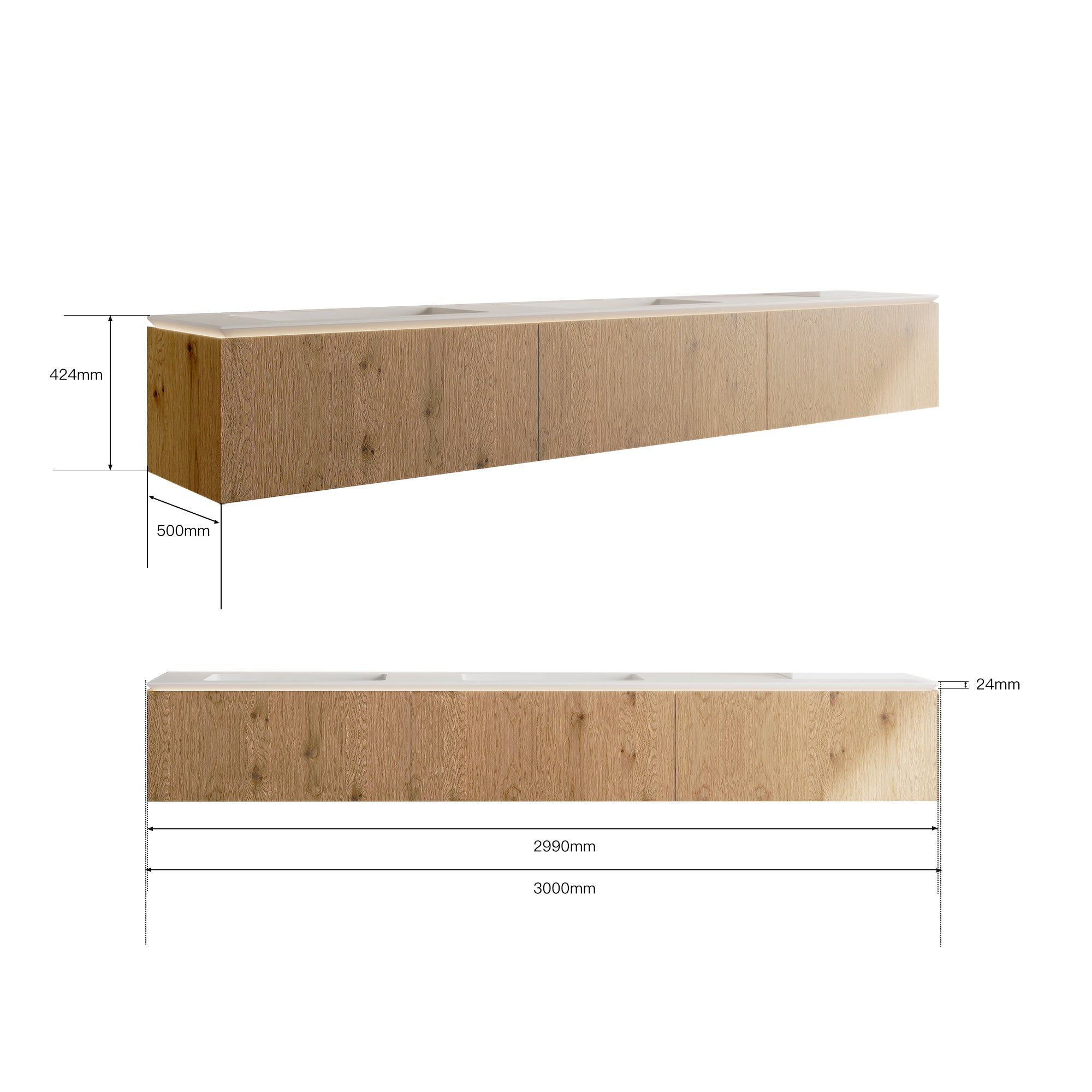 SYLVAN Custom Bathroom Vanity Solid Wood with Veneer Corian Integrated Sink