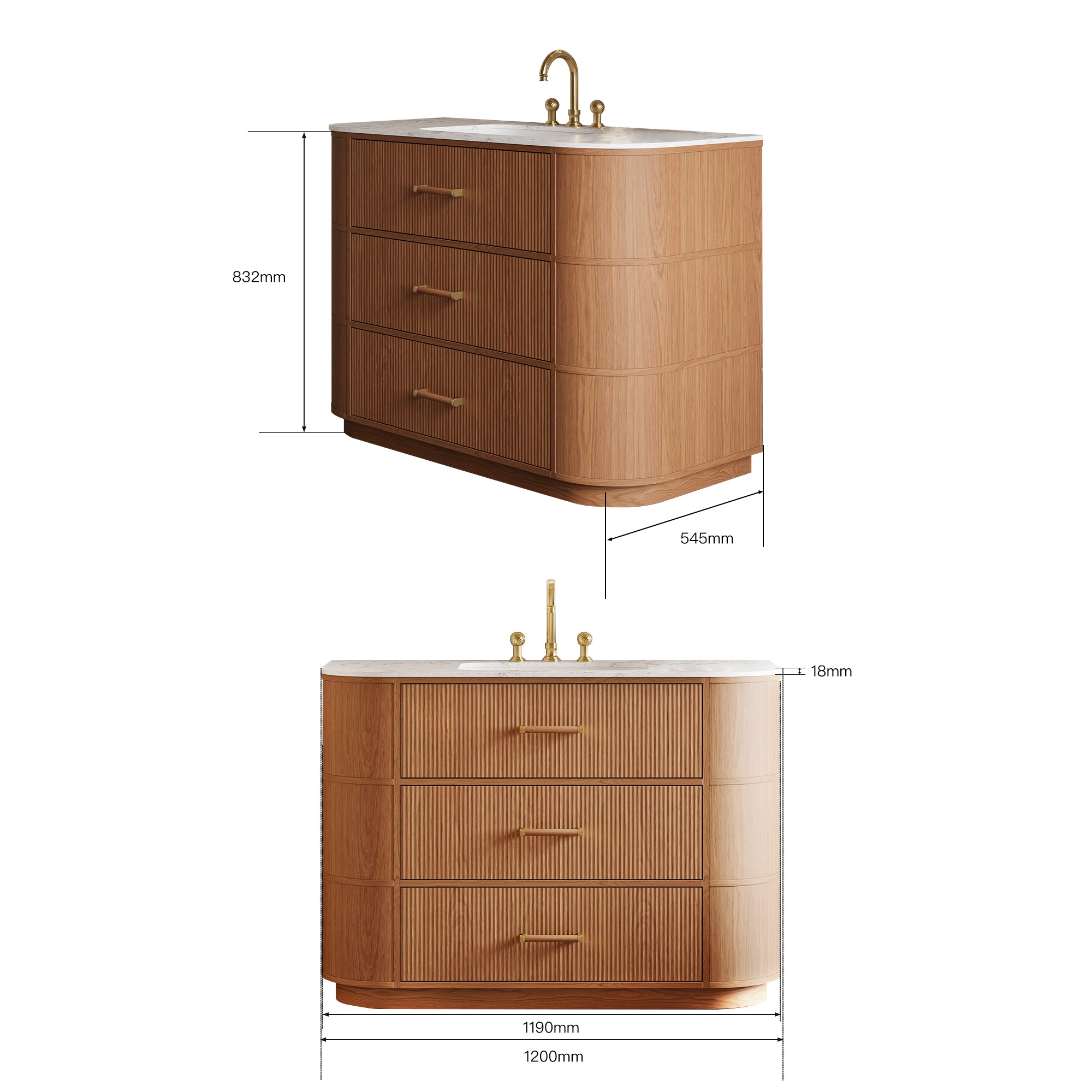 CALVERA Custom Bathroom Vanity Solid Wood with Veneer Marble Top Ceramic Basin