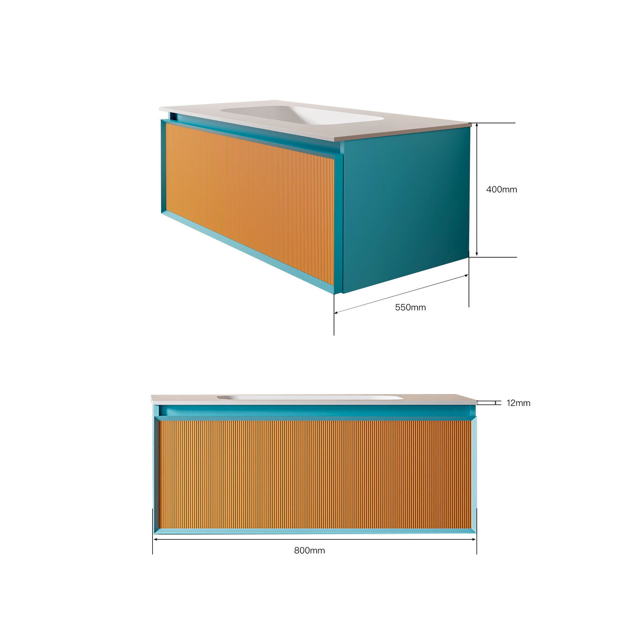 AZURÉA Custom Bathroom Vanity Single Sink Cultured Marble Top Solid Wood Cabinet