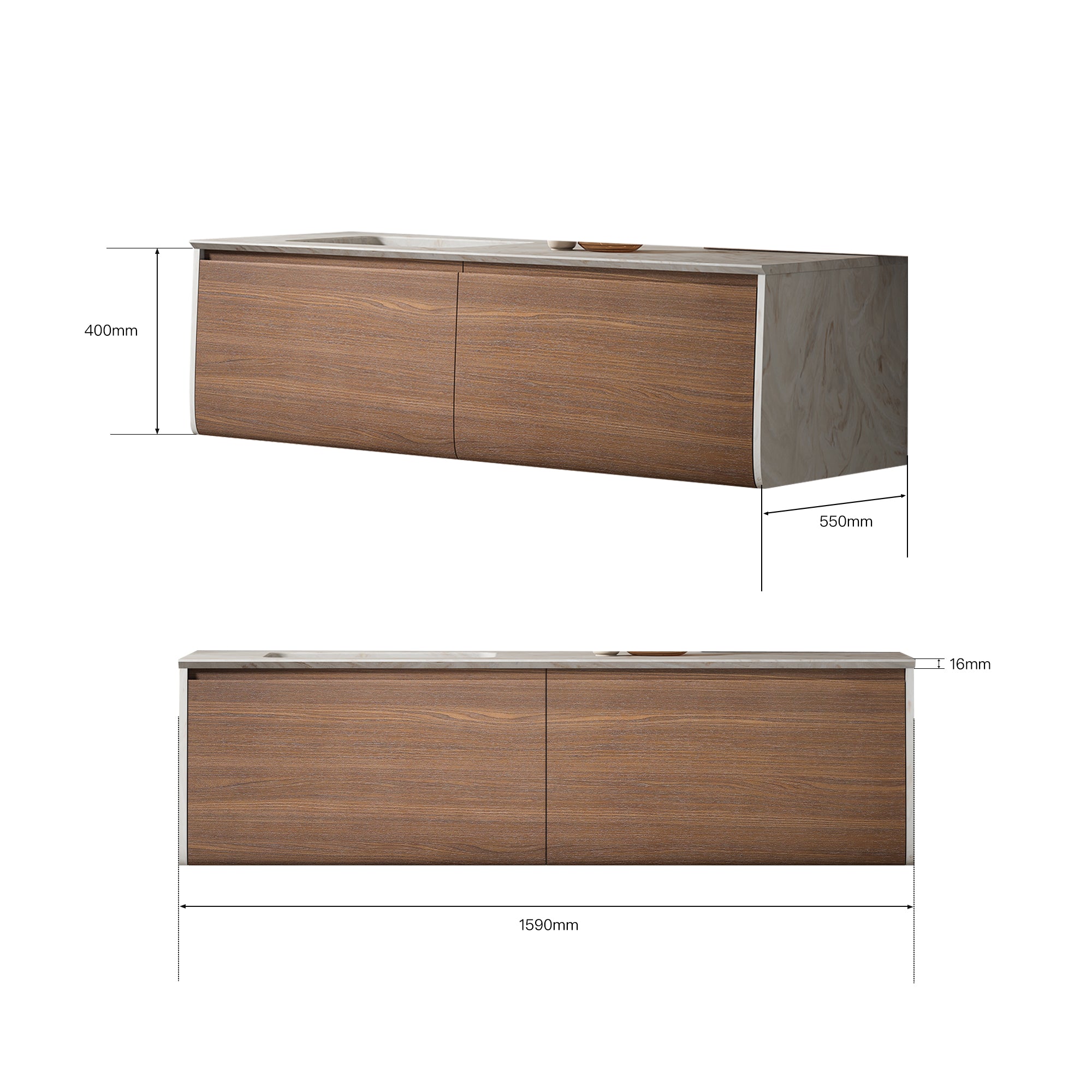 SOLURA Custom Bathroom Vanity Solid Wood with Veneer Corian Sink