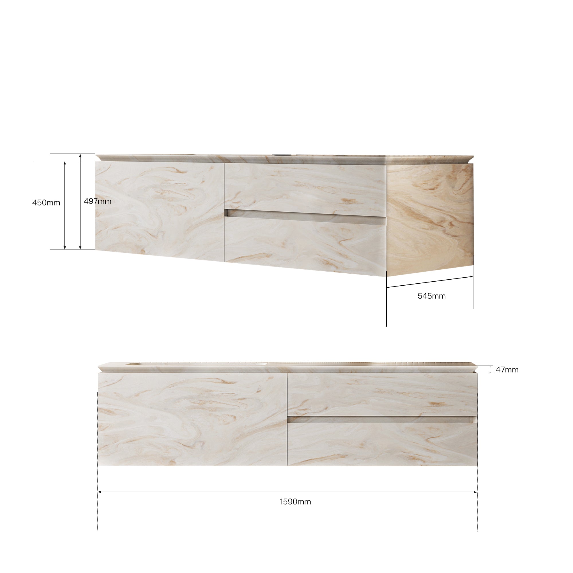 MARVELLA Custom Bathroom Vanity Solid Wood with Veneer Corian Basin