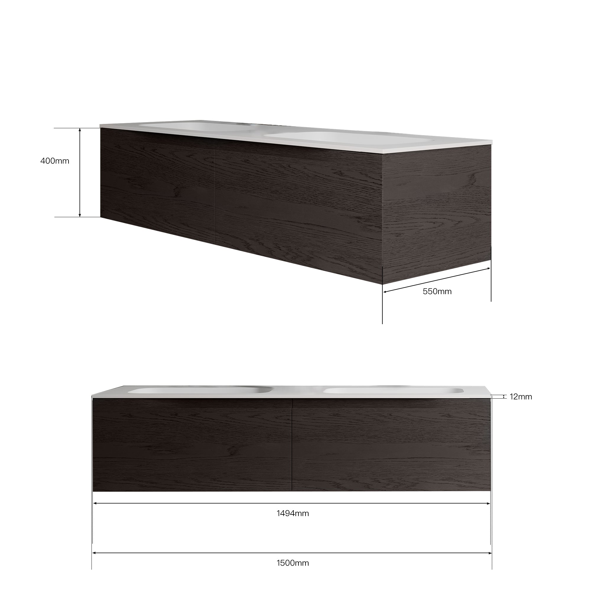 ELARIS Custom Bathroom Vanity Solid Wood with Veneer Acrylic Sink