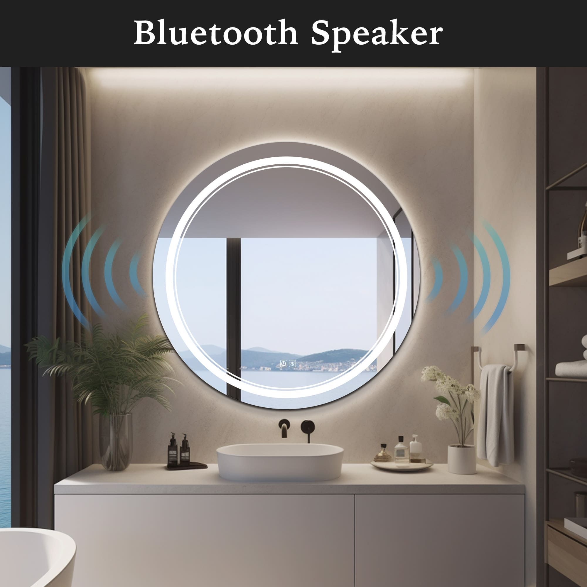 AITNE Round Custom LED Mirror with Backlight