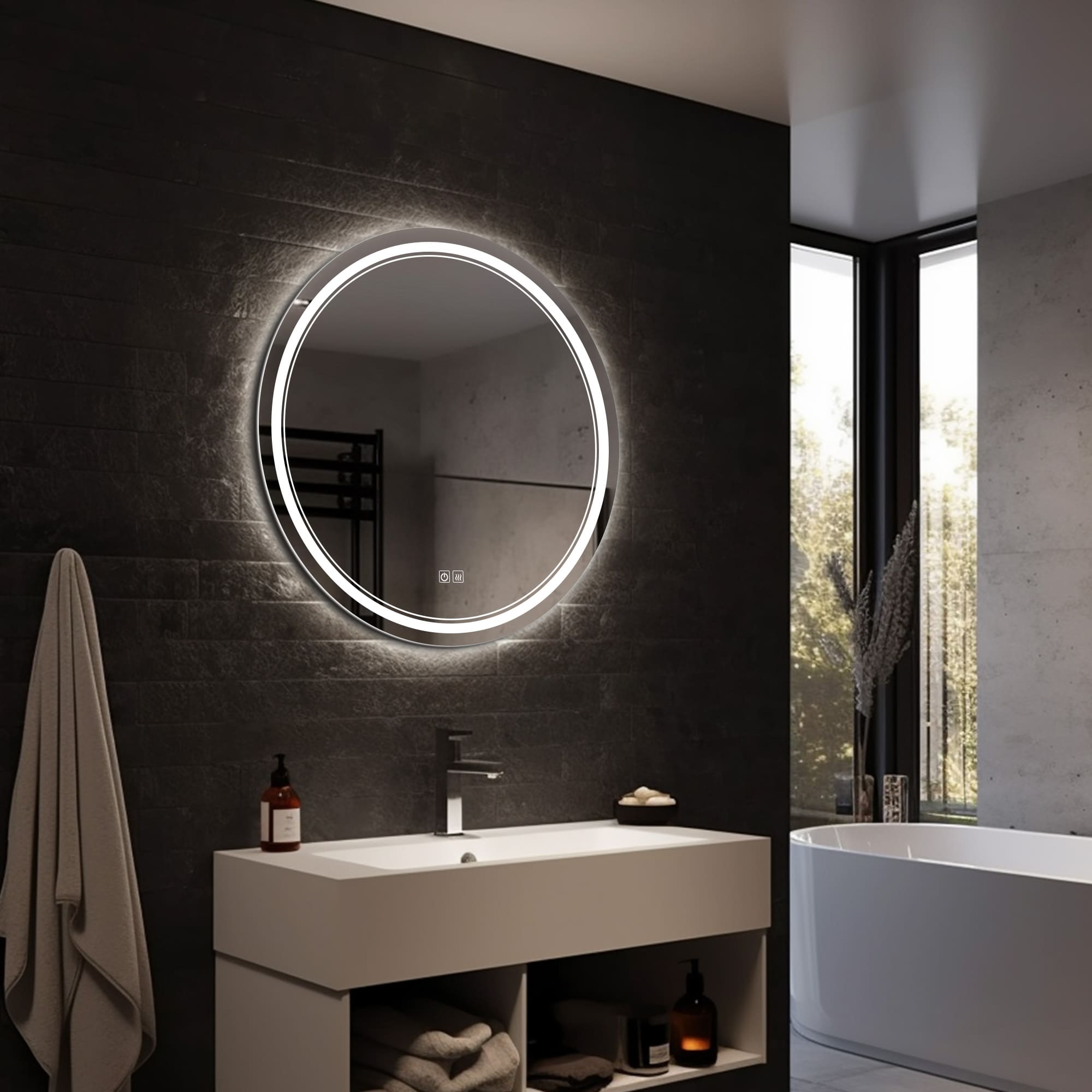AITNE Round Custom LED Mirror with Backlight