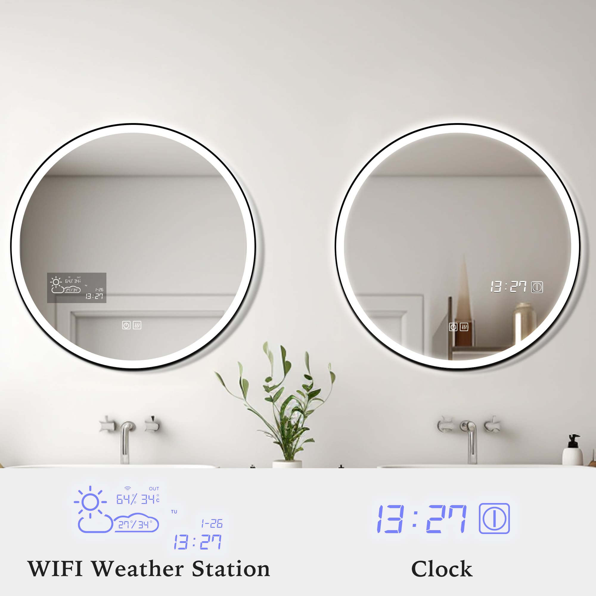 JANUS Round Custom LED Mirror with Frame