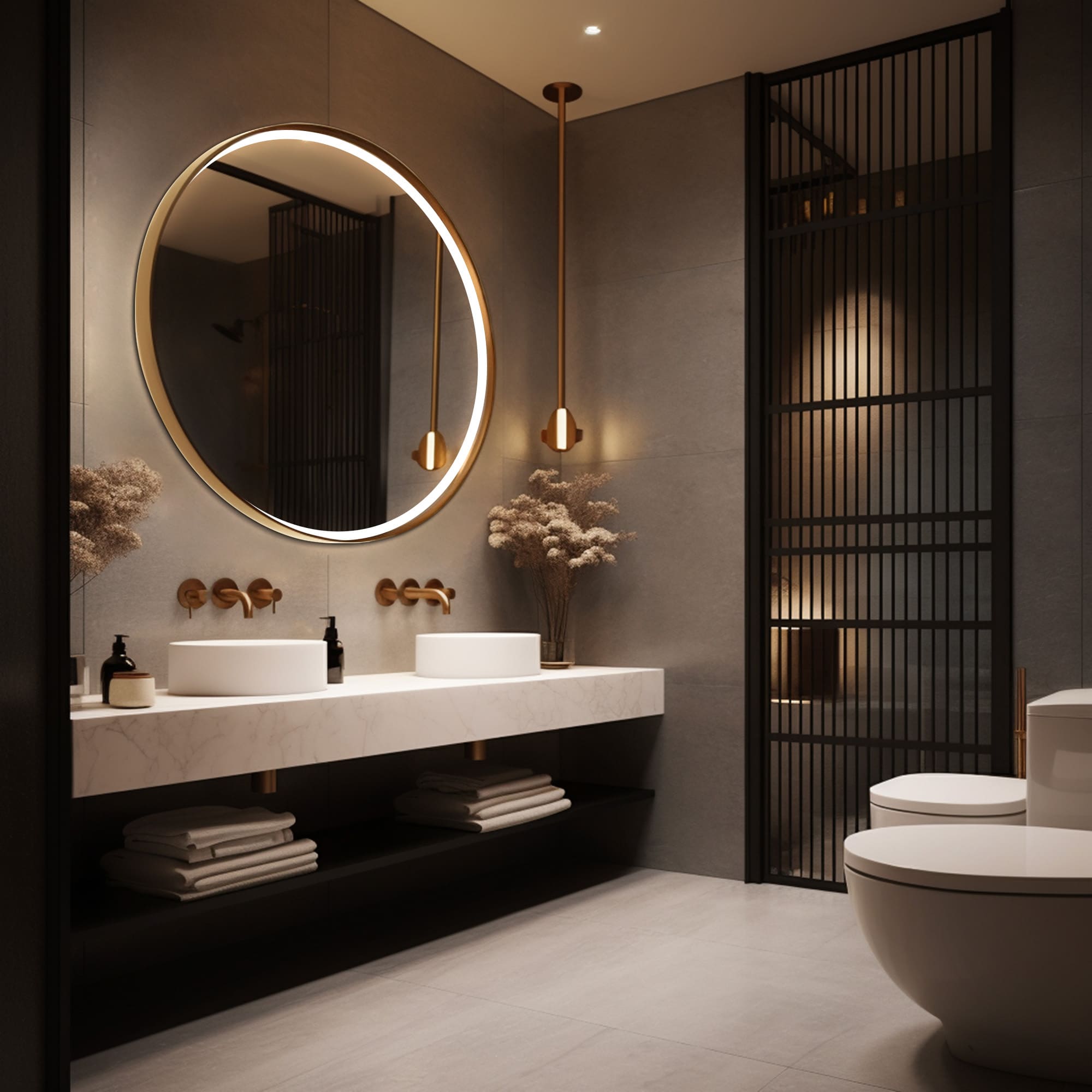 JANUS Round Custom LED Mirror with Frame