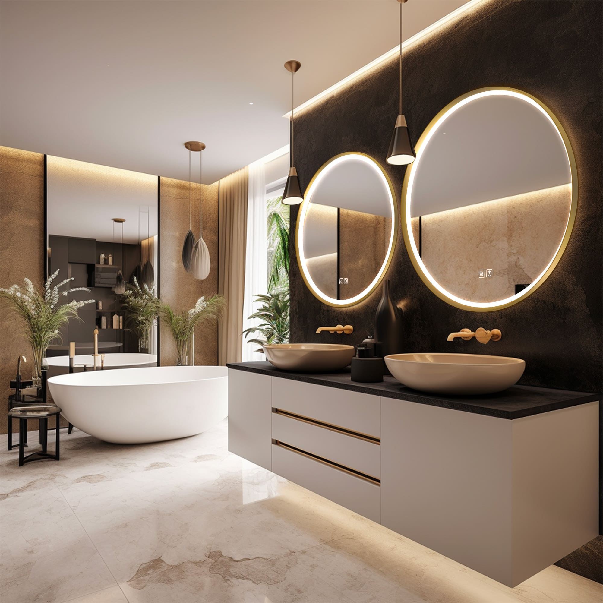 JANUS Round Custom LED Mirror with Frame