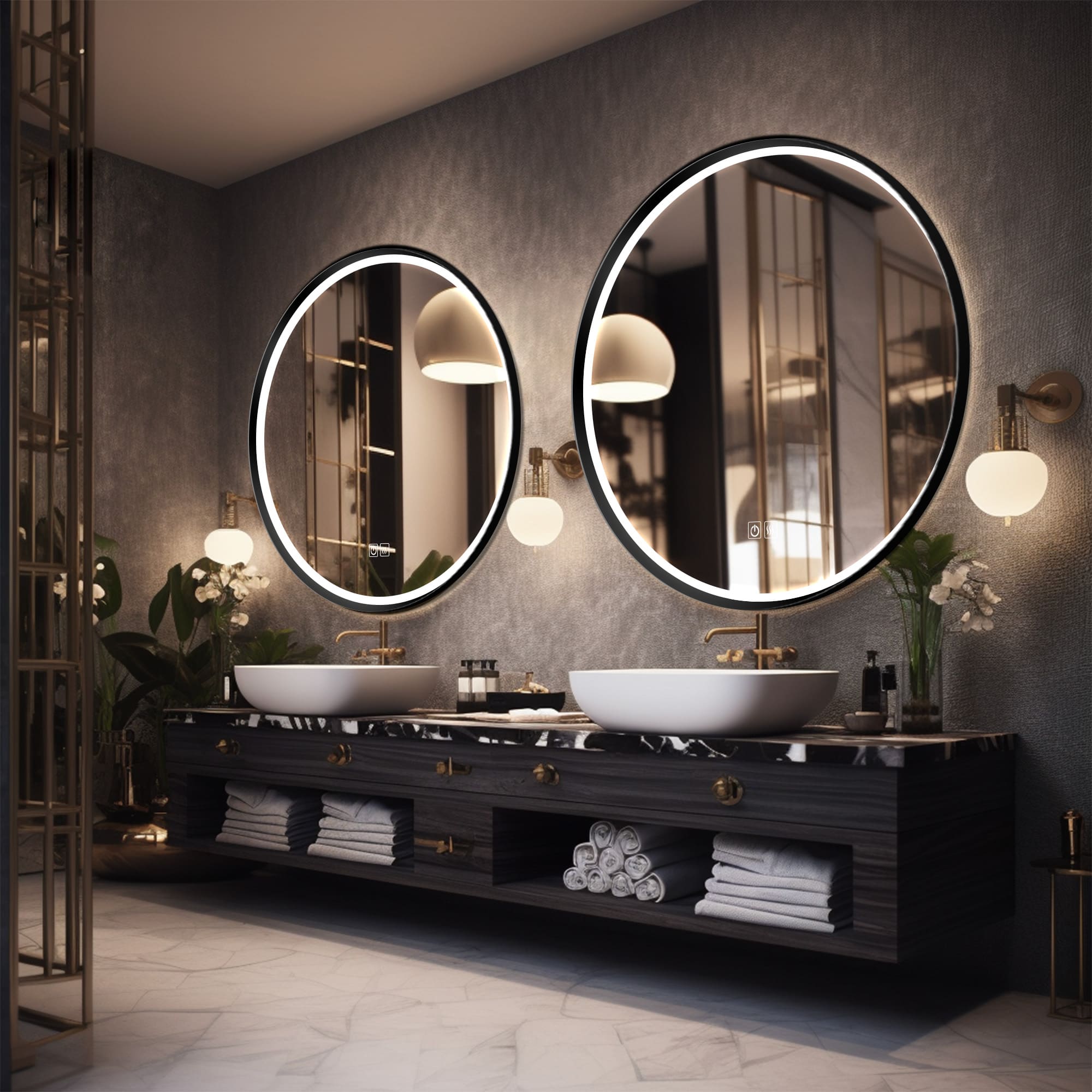 JANUS Round Custom LED Mirror with Frame