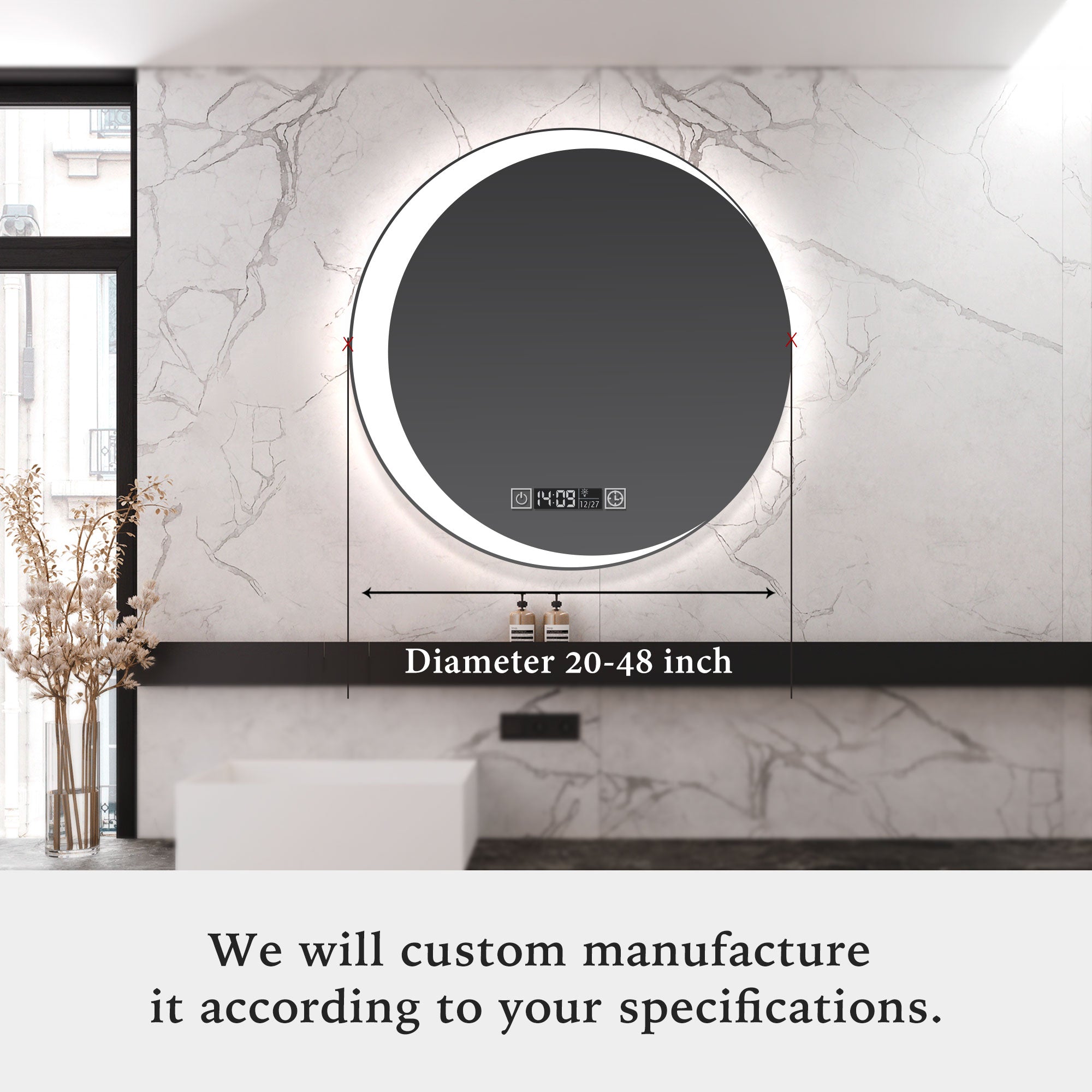 MOON Round Custom LED Mirror Large Vanity Mirror