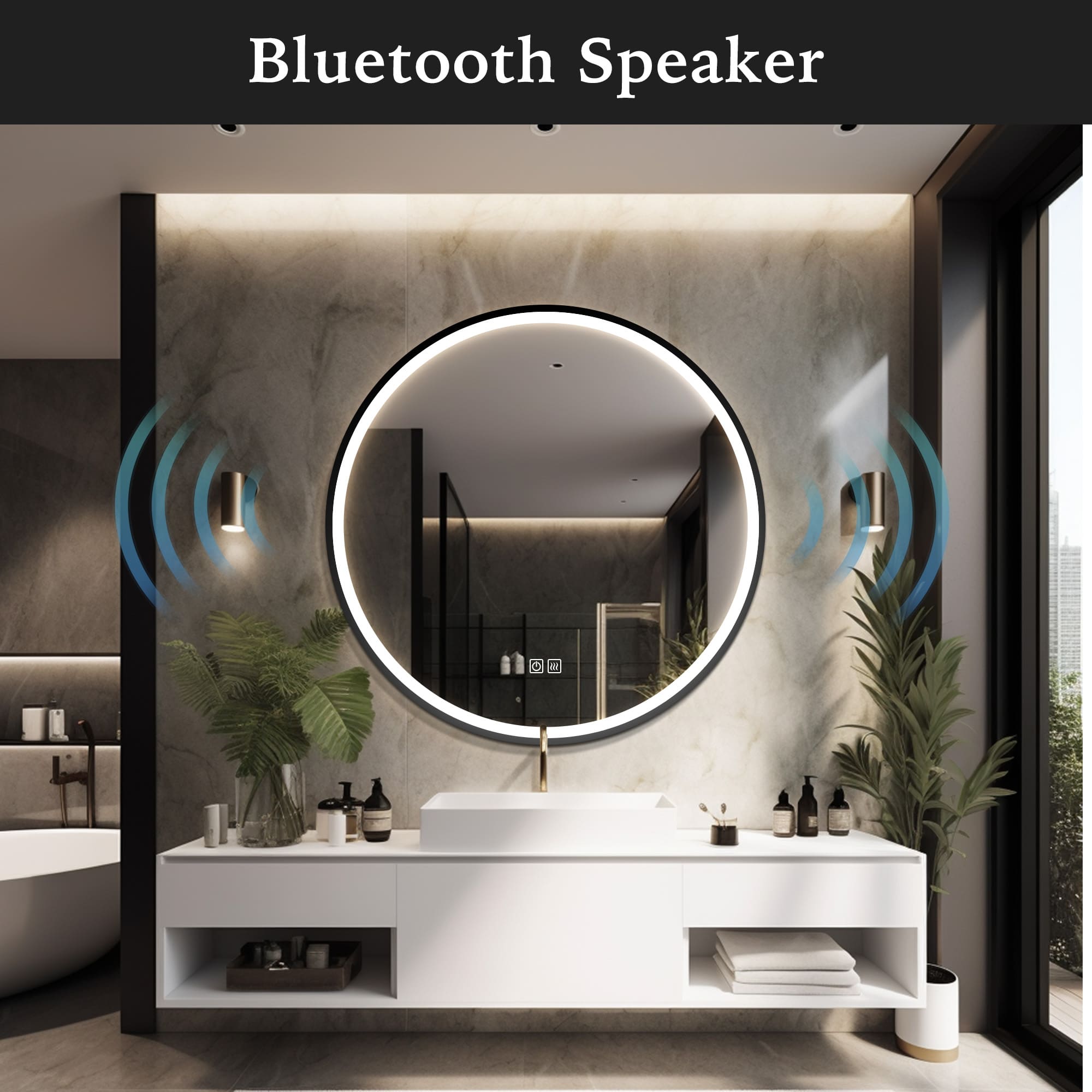 TETHYS Round Custom LED Mirror with Frame