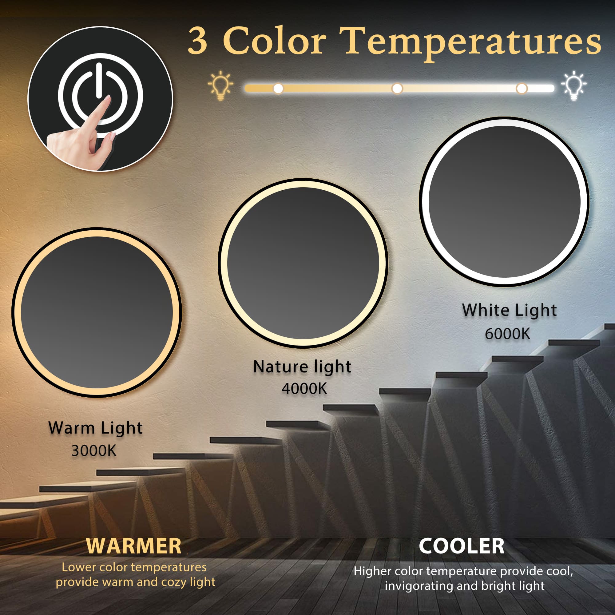 TETHYS Round Custom LED Mirror with Frame