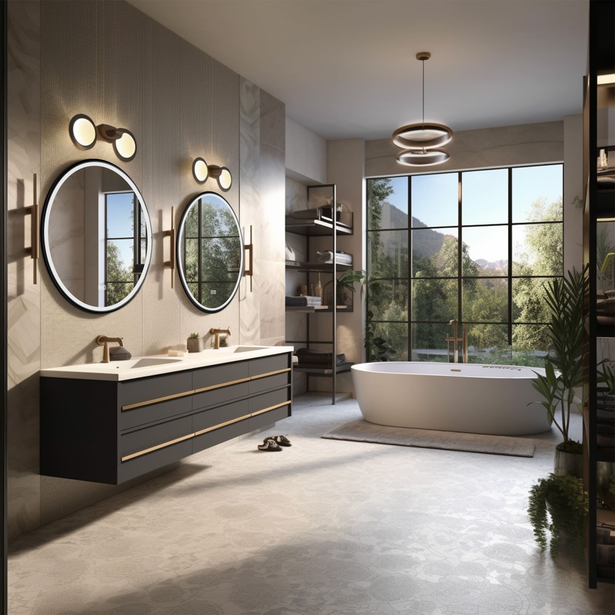 TETHYS Round Custom LED Mirror with Frame