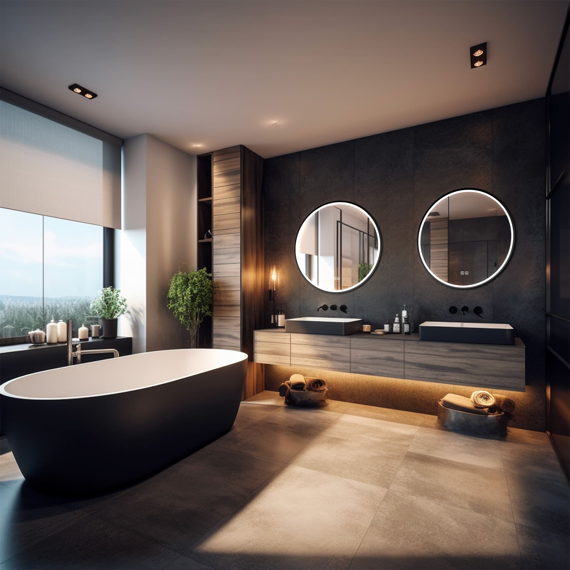 TETHYS Round Custom LED Mirror with Frame