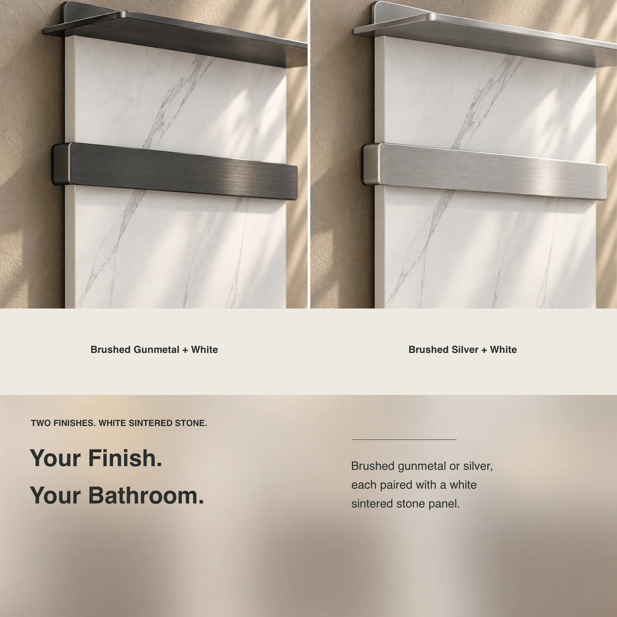 Inyouths CERENE Minimalist Heated Towel Rack finish color options