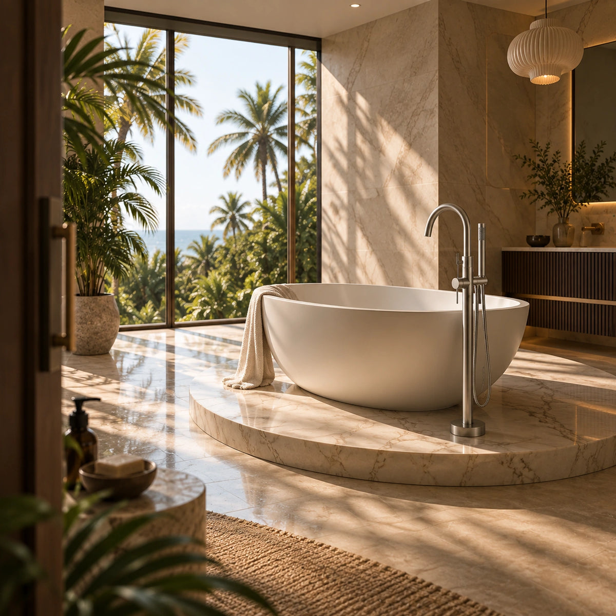 Norelia Stainless Tub Filler Brushed Nickel Scene 01