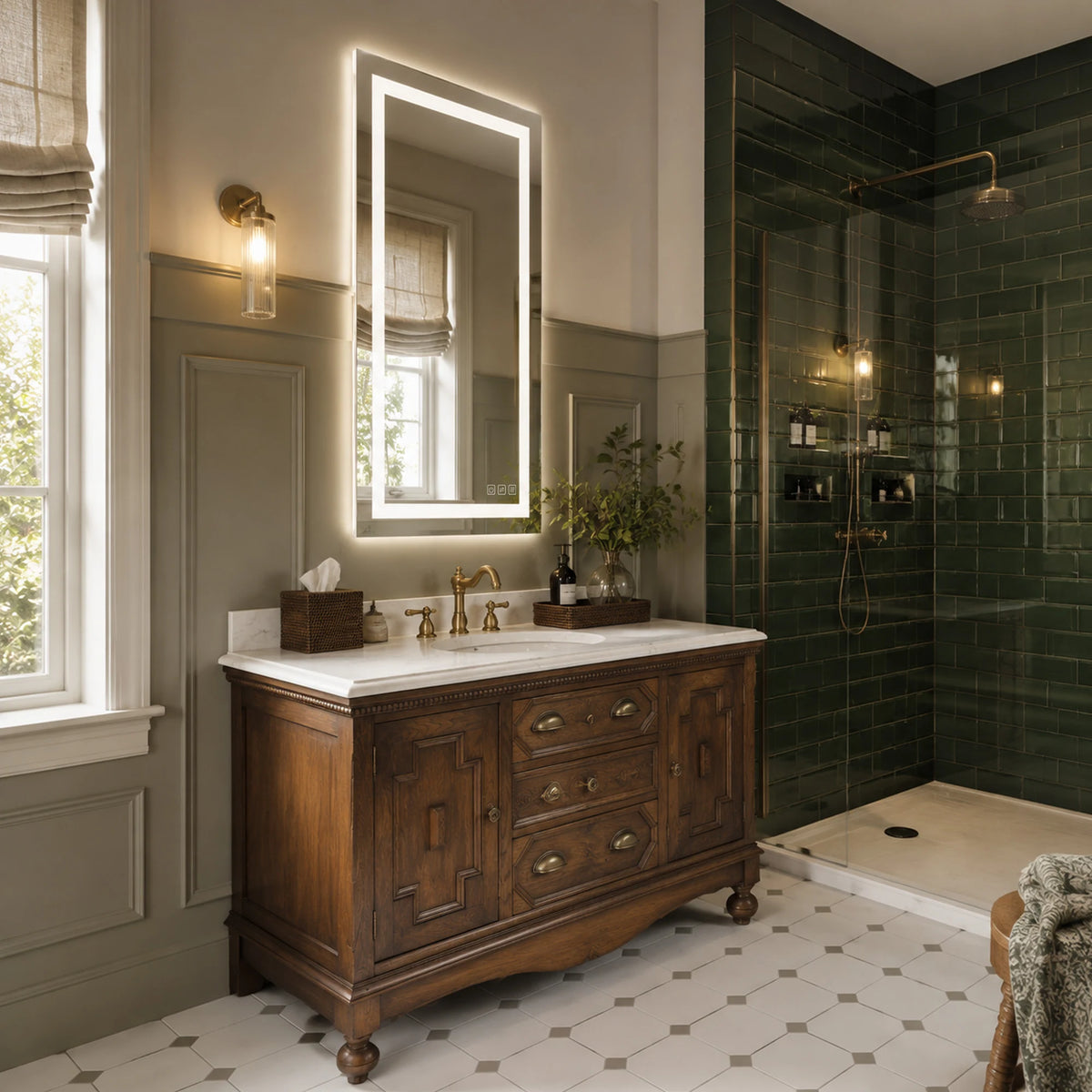 RIGEL Rectangular Frontlit LED Bathroom Mirror, In Stock - lifestyle scene 3