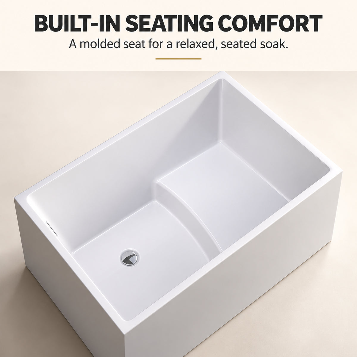 tavren 43 inch white acrylic bathtub with bench built in seat interior design