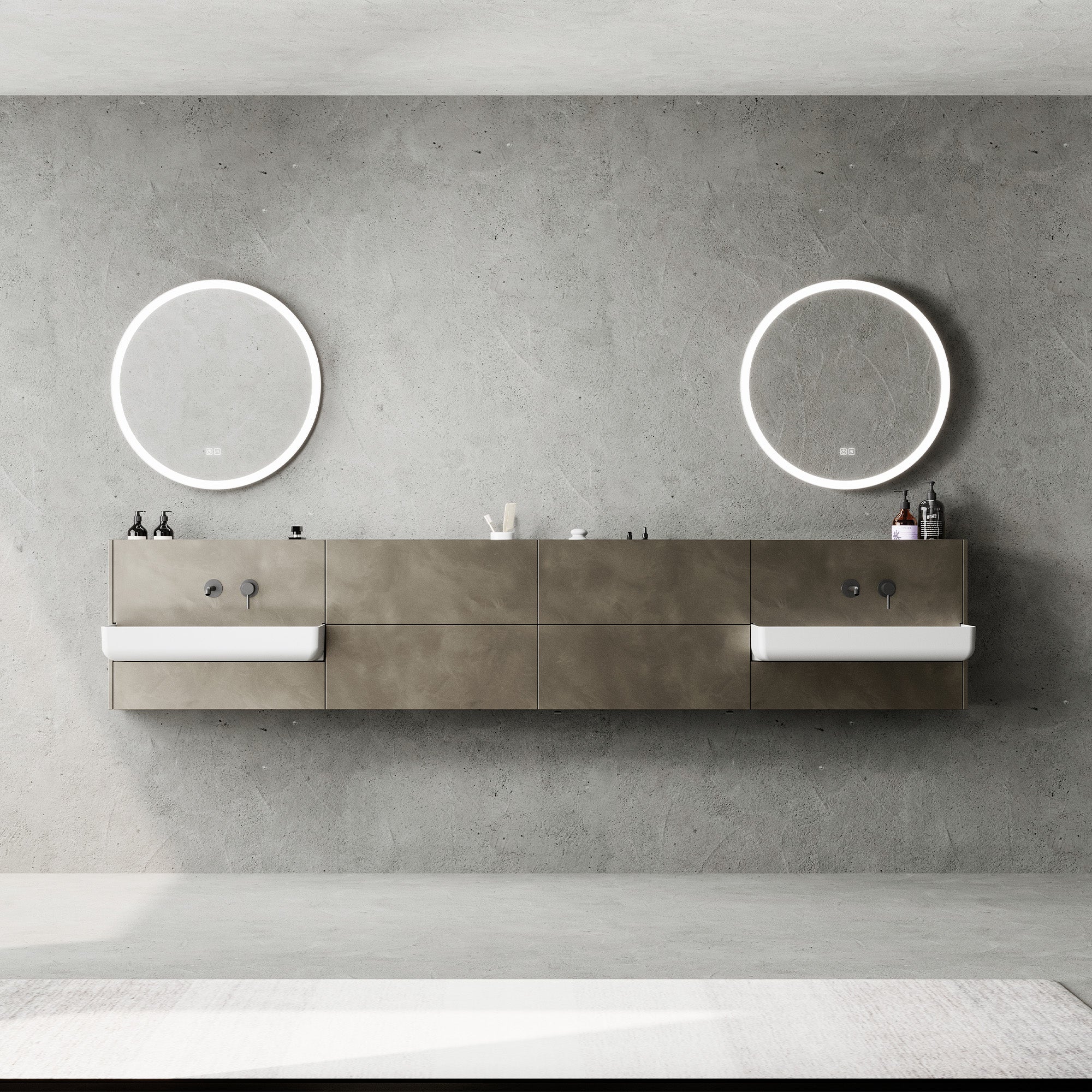 VERTA Custom Bathroom Vanity Solid Wood with Veneer Corian Basin