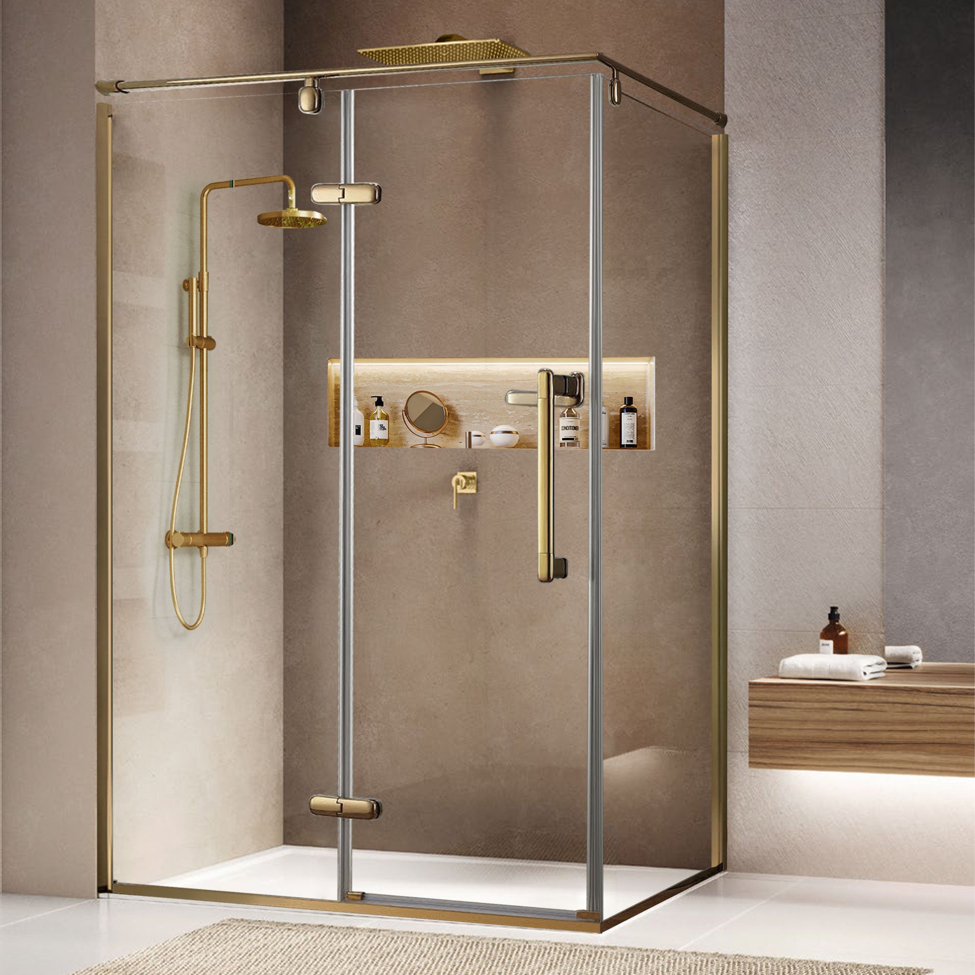 GRACORA Customize Corner Shower Door with Ultra Clear Glass
