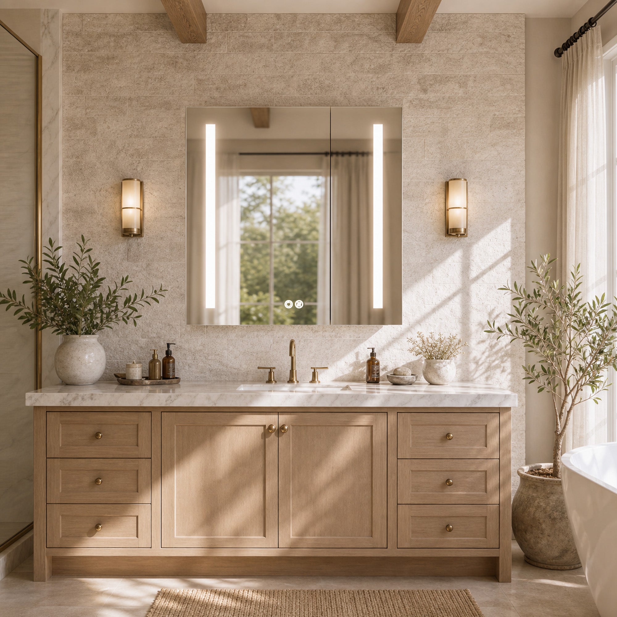 LORIXA LED Mirror Medicine Cabinet with Dual Light Bar Design