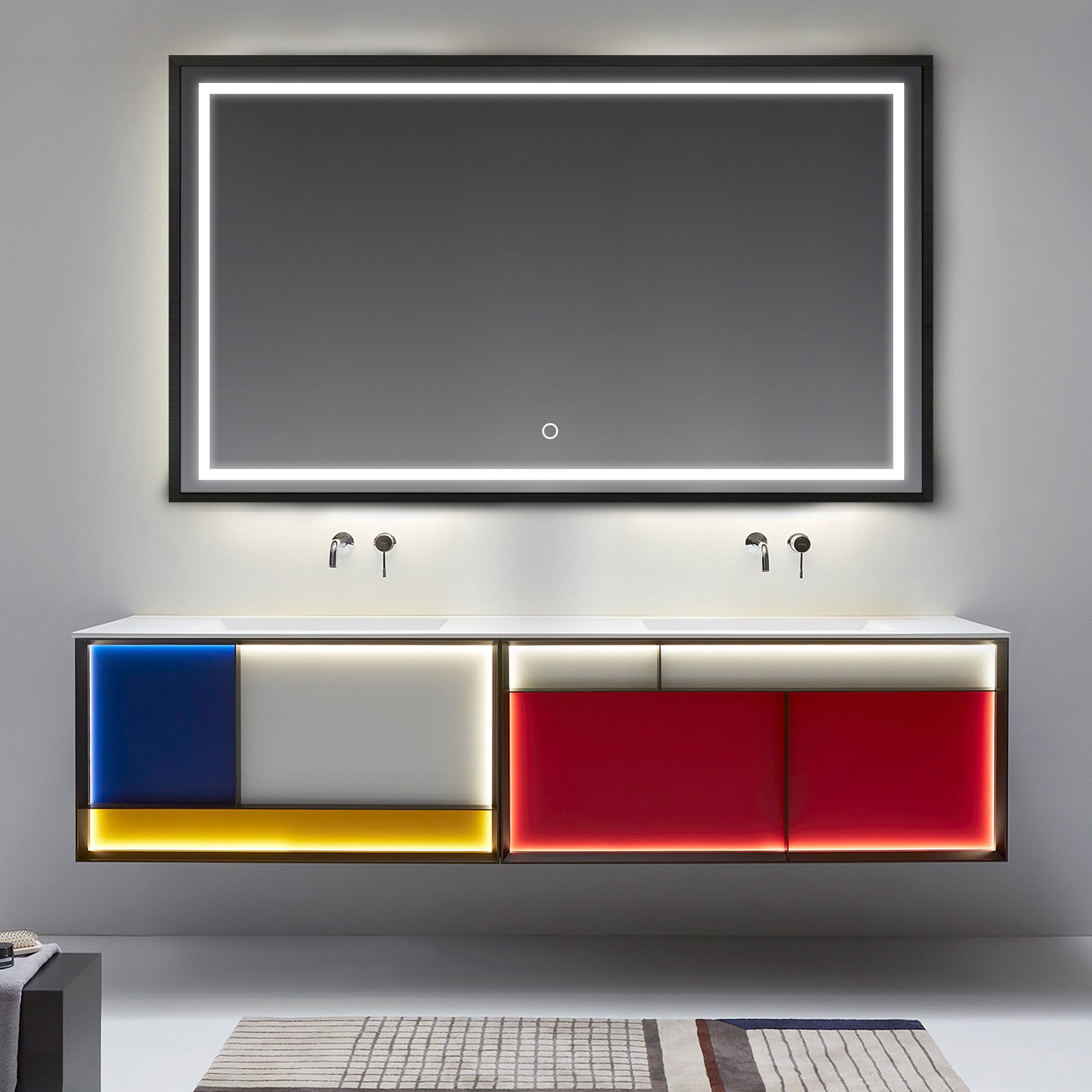 MONDRIA Custom Bathroom Vanity with Seamless Acrylic Top and Integrated Basin
