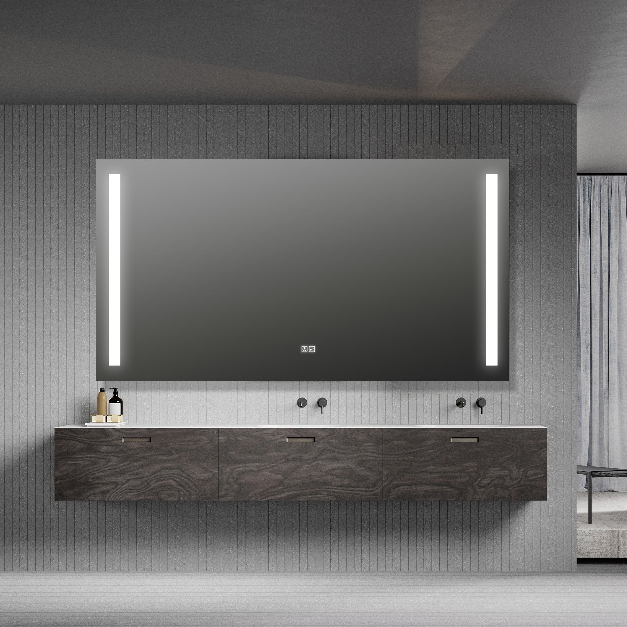 NOIRE Custom Bathroom Vanity Solid Wood with Veneer Corian Integrated Sink