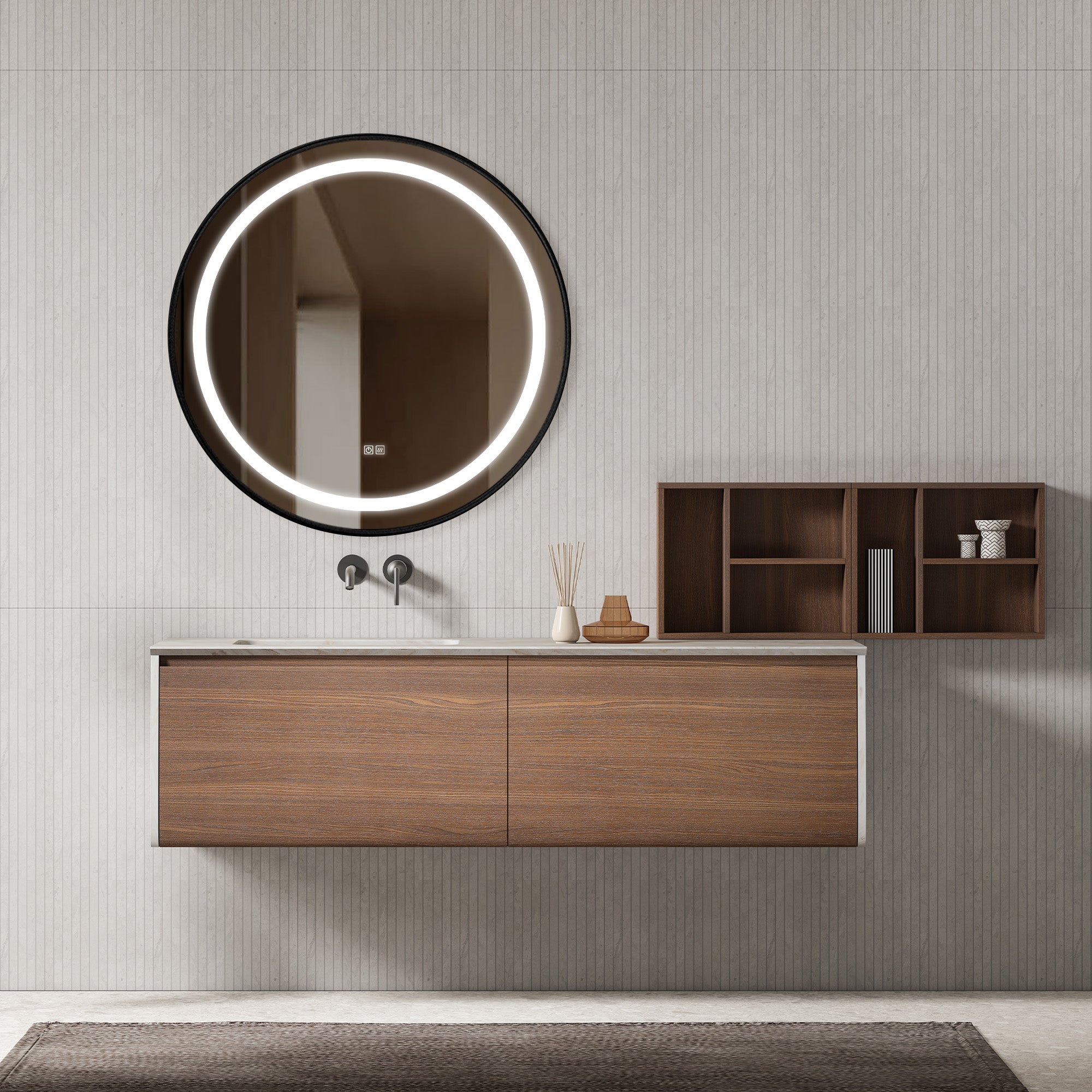 SOLURA Custom Bathroom Vanity Solid Wood with Veneer Corian Sink