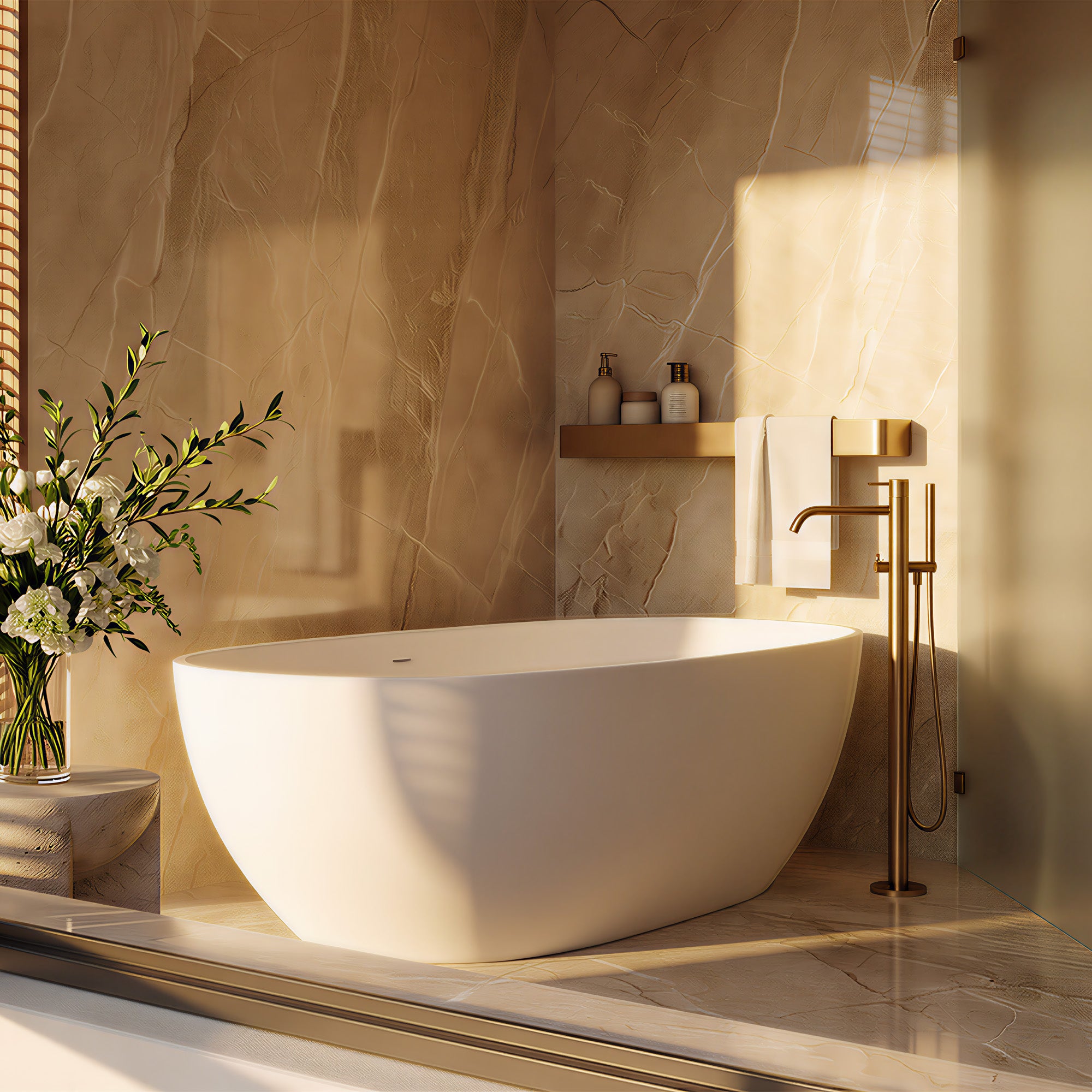 LUNARA Freestanding Soaking Bathtub 55" For Modern Bathroom Comfort