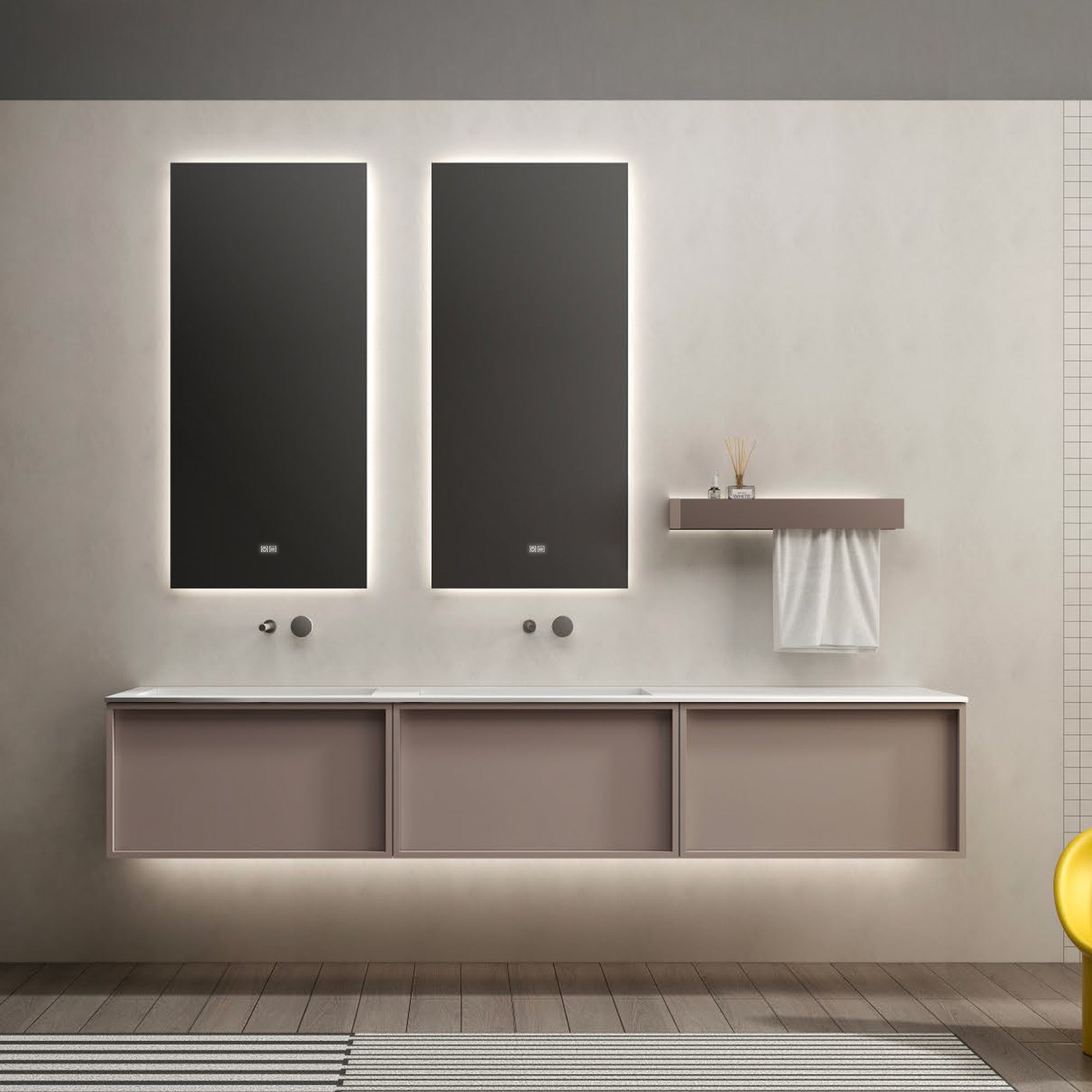 SILVA Custom Bathroom Vanity with Acrylic Double Basin and Sleek Painted Finish