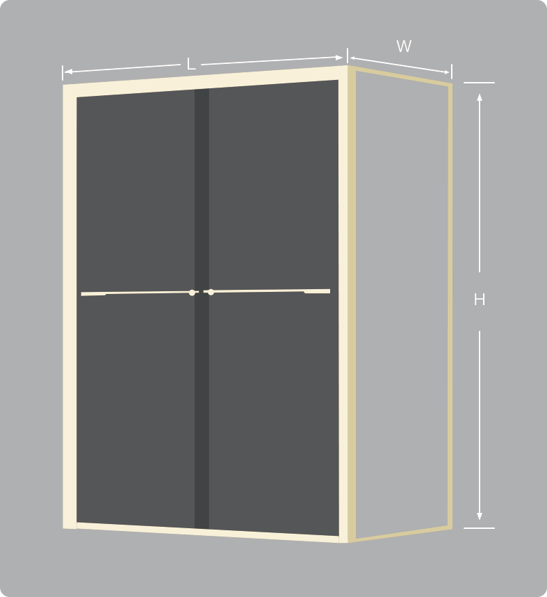 ETHEREAL Customize Corner Shower Door with Ultra Clear Glass dimensions