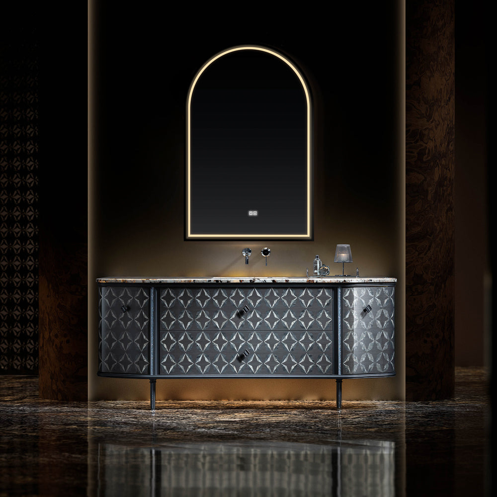REGALIA Custom Bathroom Vanity with Marble Top and Ambient Lighting