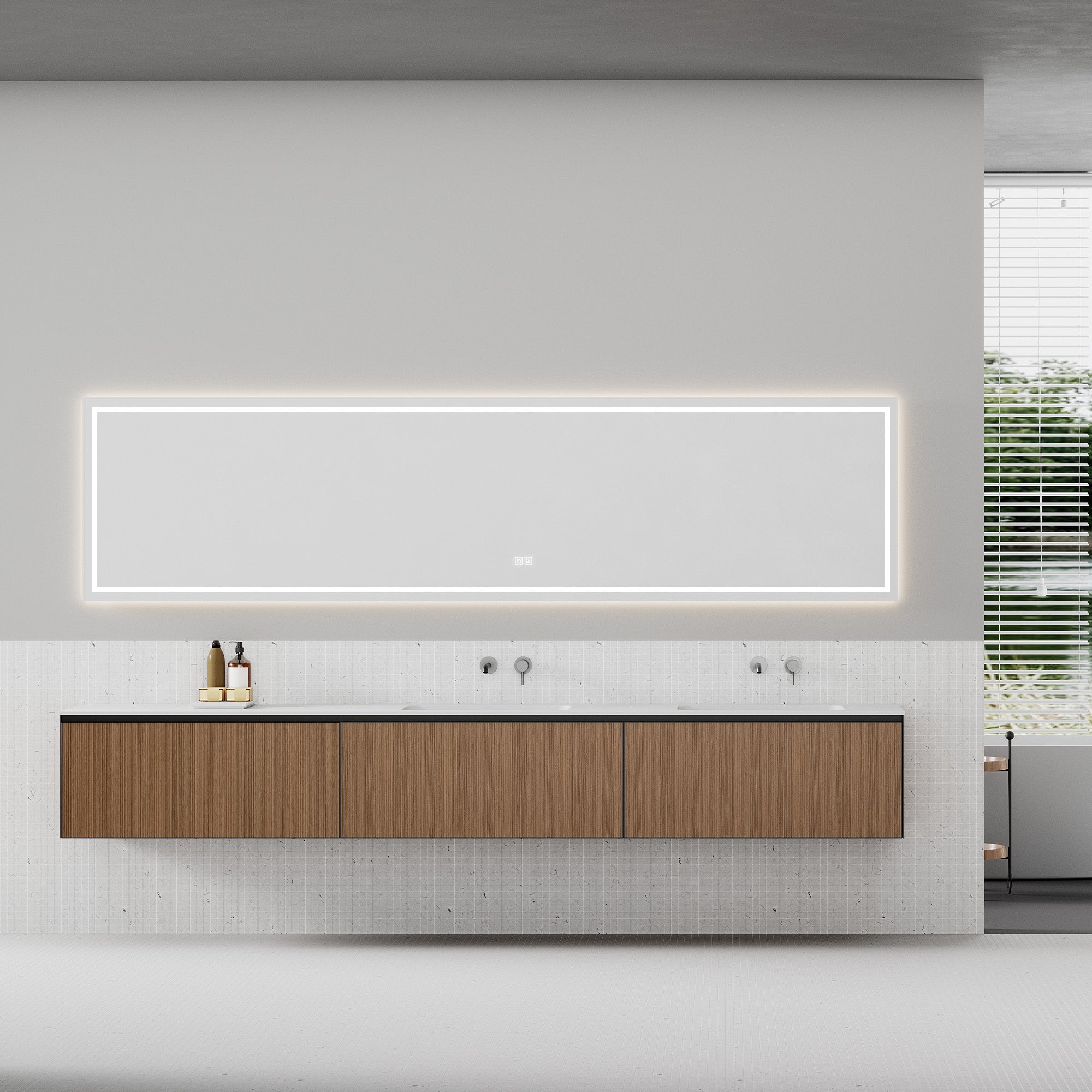 HALCYON Custom Bathroom Vanity Solid Wood Corian Integrated Sink