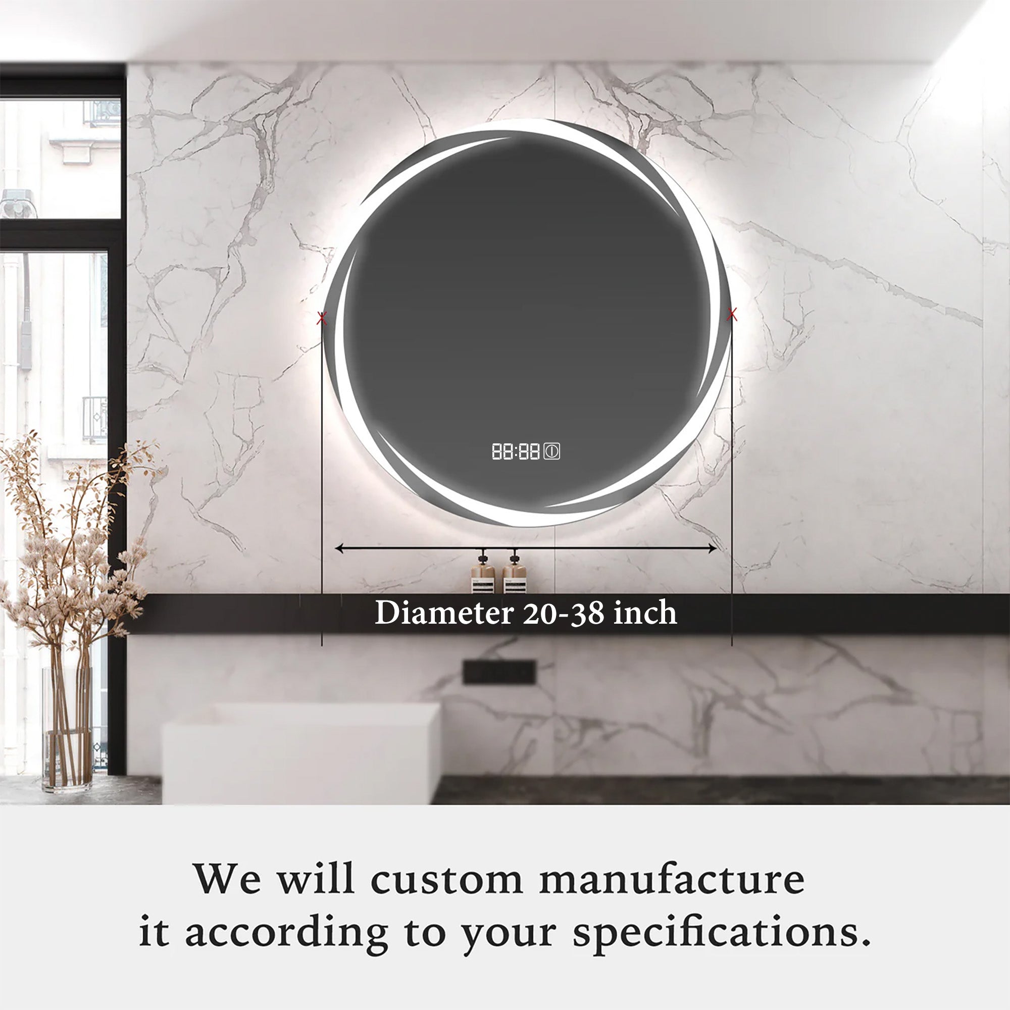 MOON Round Custom LED Mirror Large Vanity Mirror