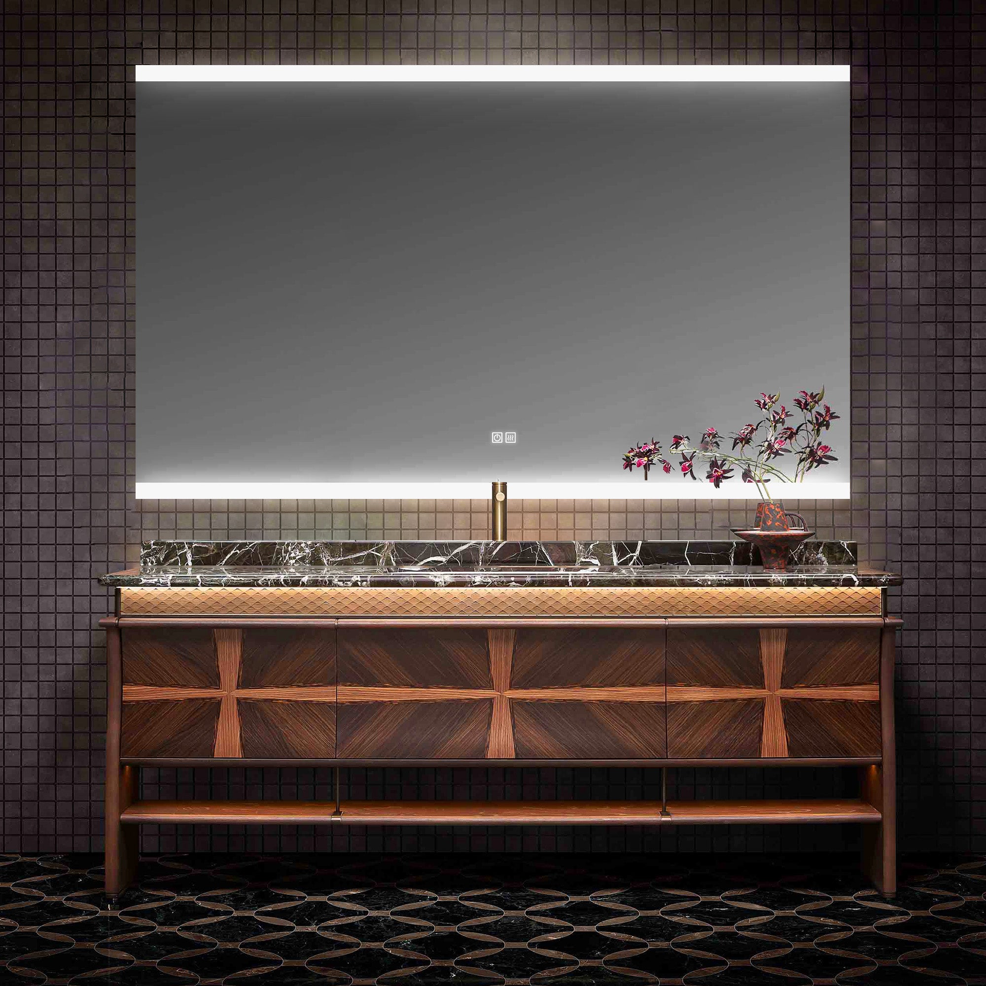 FACET Custom Bathroom Vanity with Purple Stone Top and Textured Wood Finish