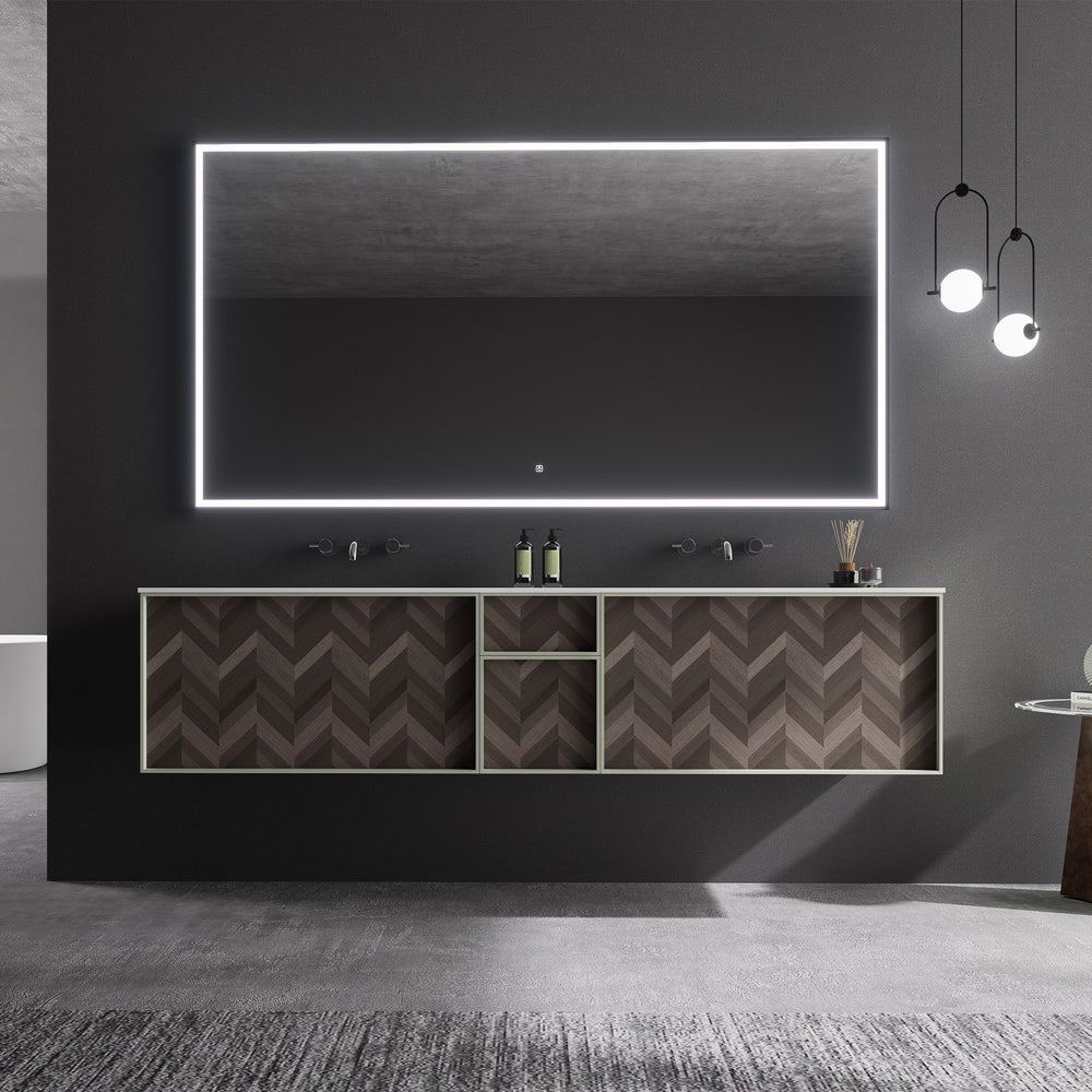 CELESTA Custom Bathroom Vanity Double Sink Sintered Stone Top Solid Wood Cabinet